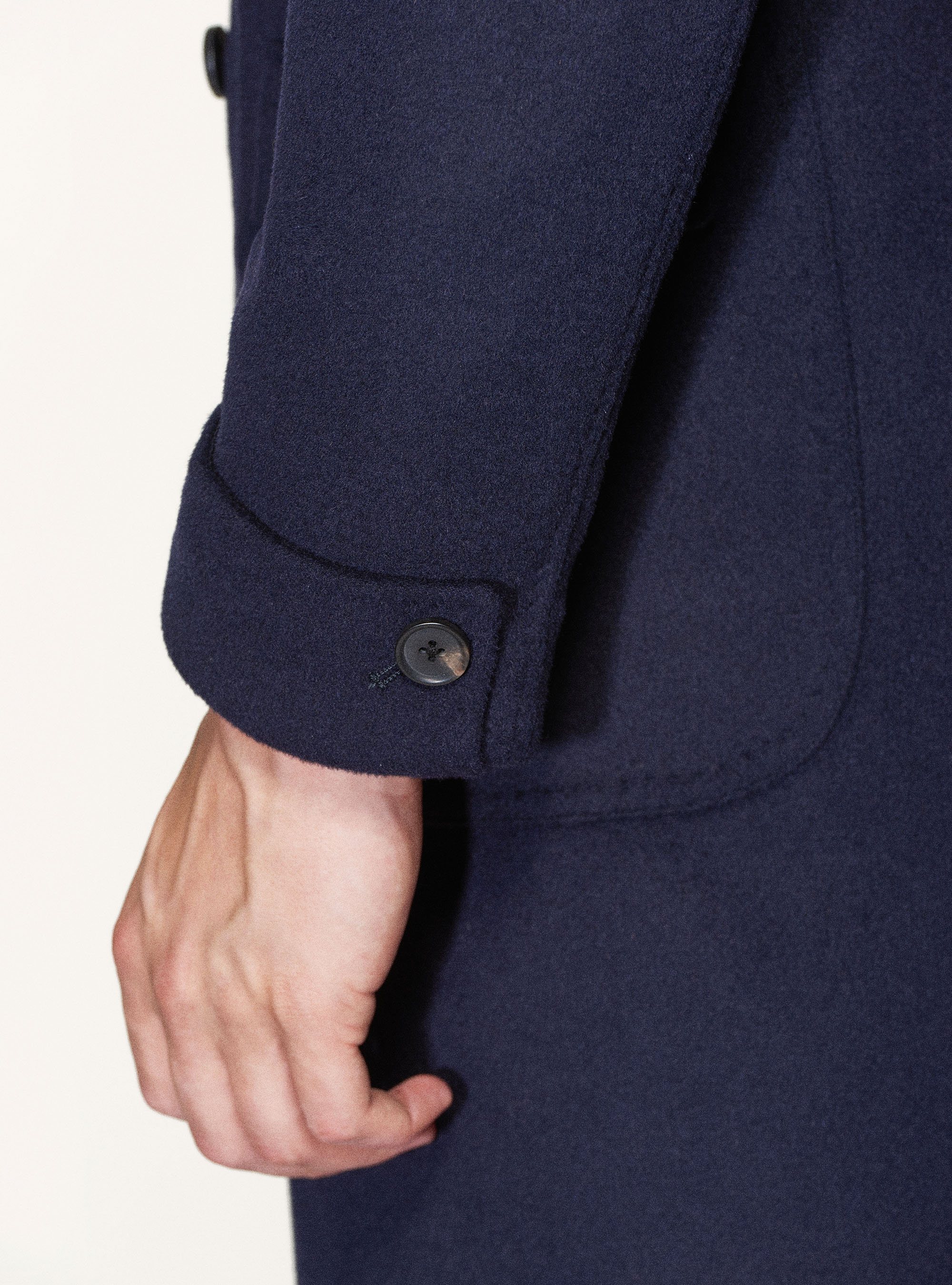 Cashmere wool double-breasted coat, NAVY BLUE
