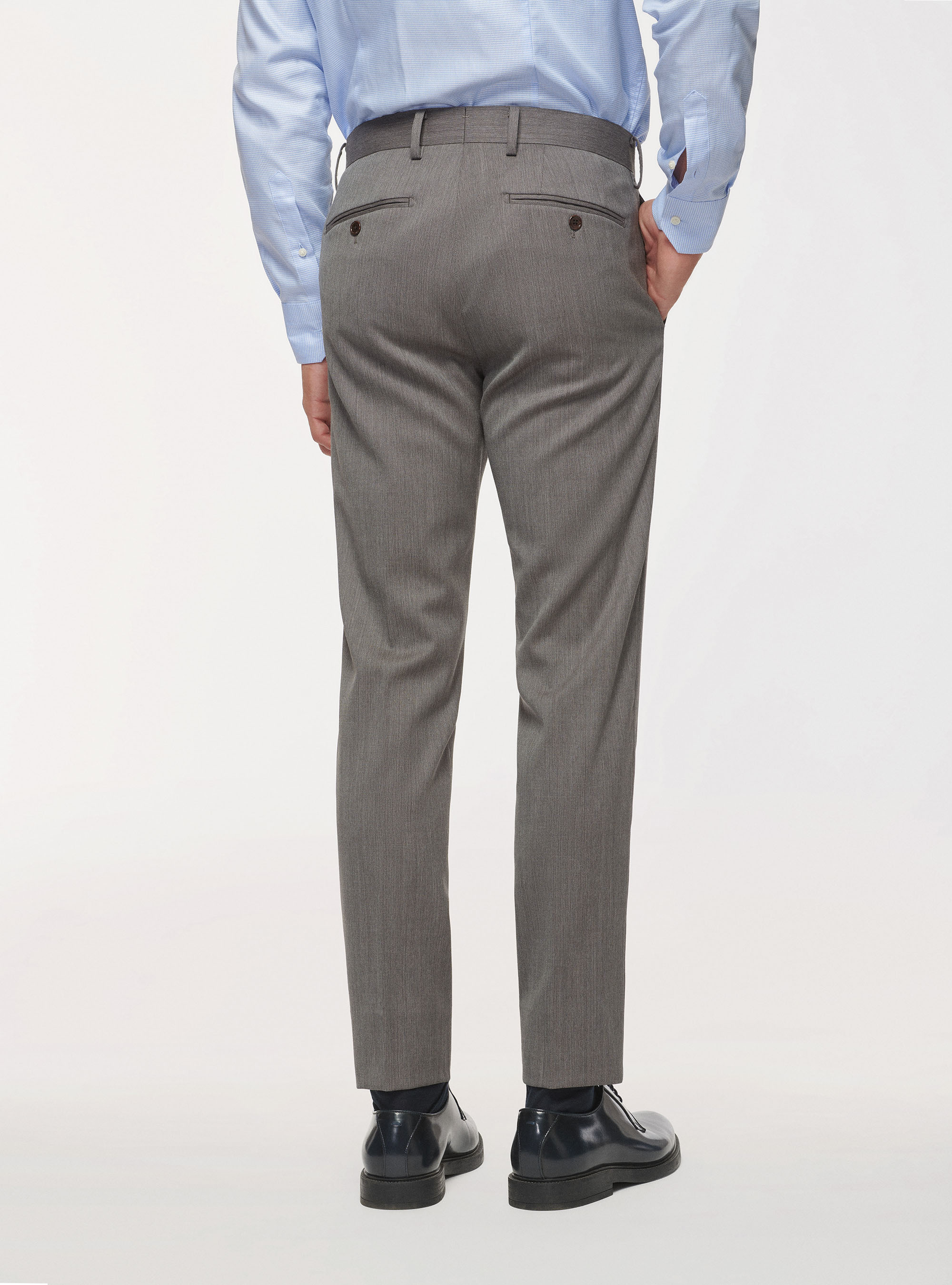 Travel trousers in pure stretch wool, MUD