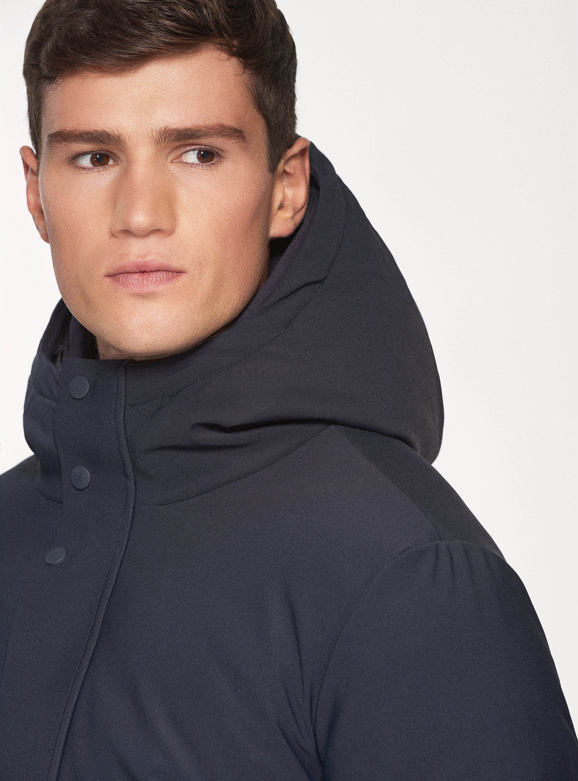 Giubbino in tessuto tecnico antivento, BLU NAVY