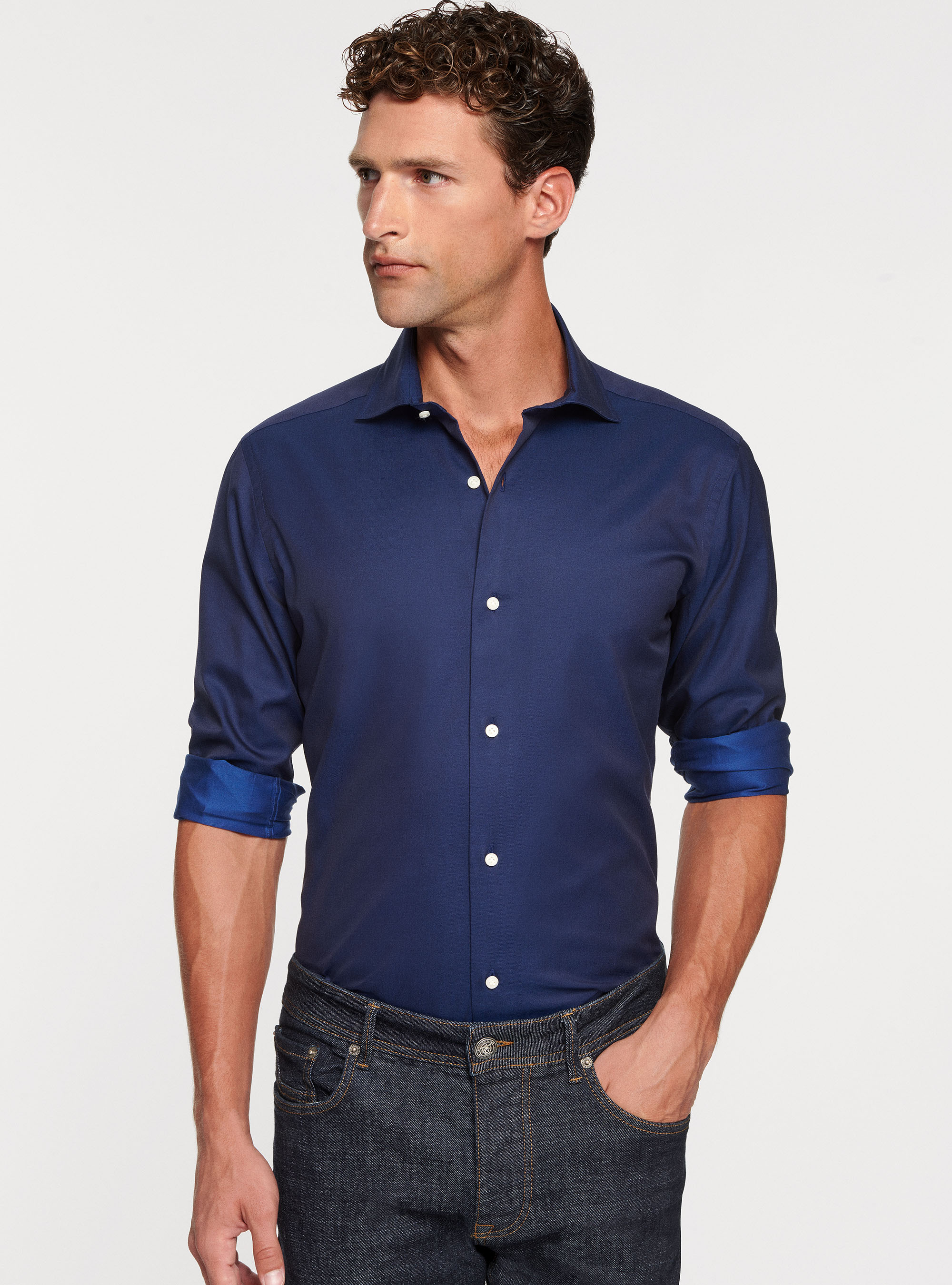 Camicia in twill di cotone, BLU