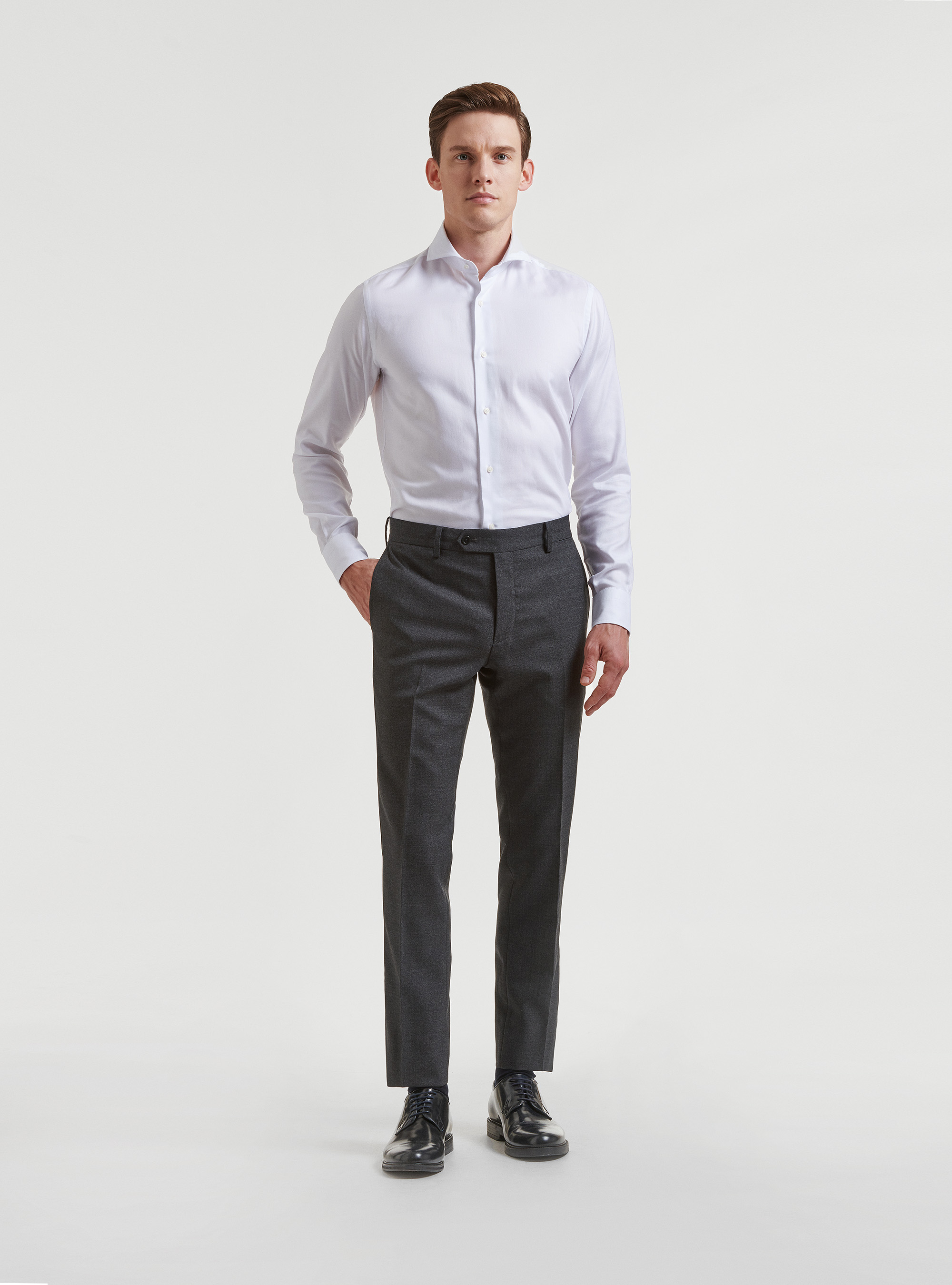 Pantaloni per abito drop 4 in pura lana Vitale Barberis Canonico, ASFALTO