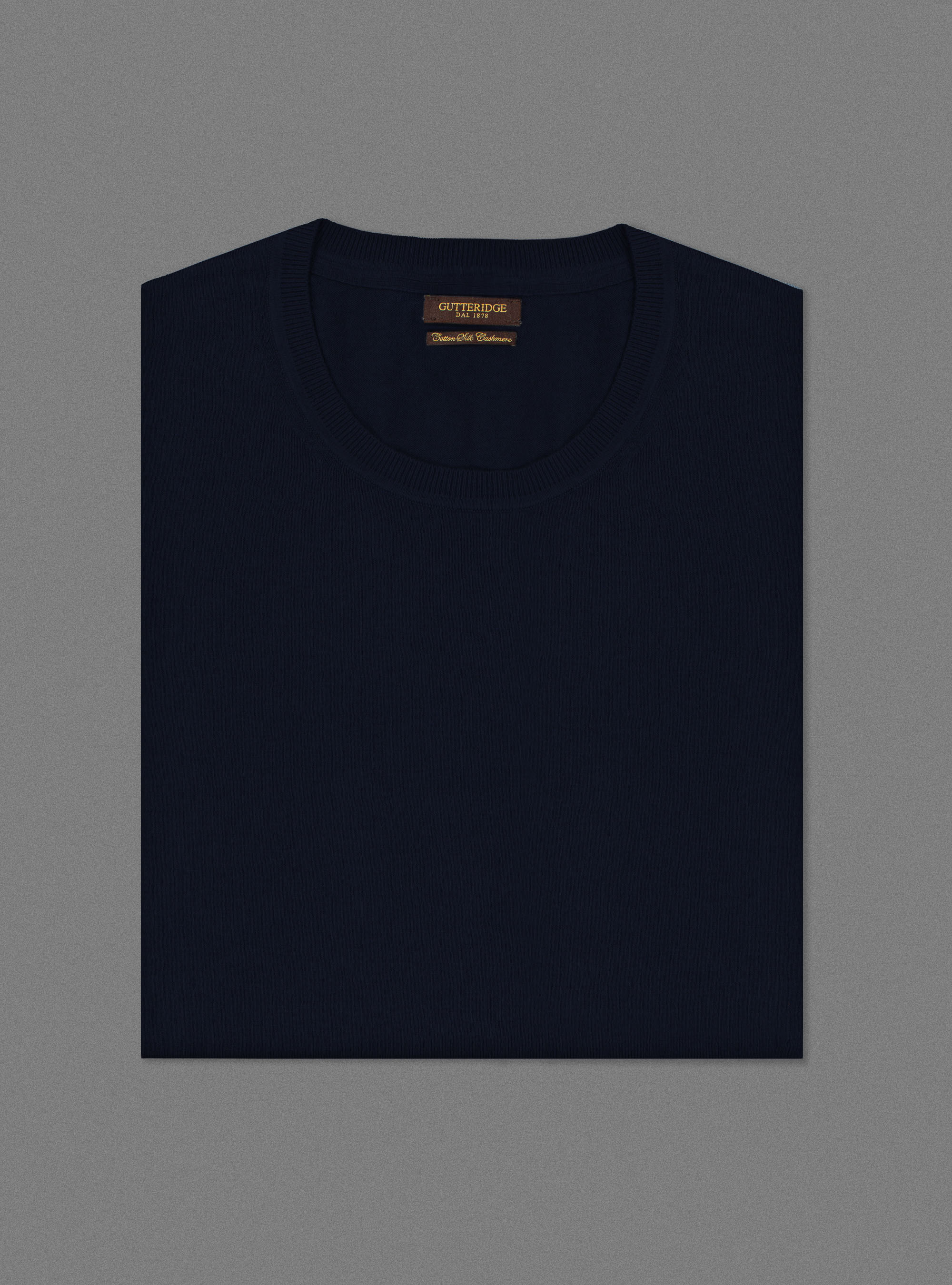 Maglia girocollo basica in cotone seta e cashmere, BLU NAVY