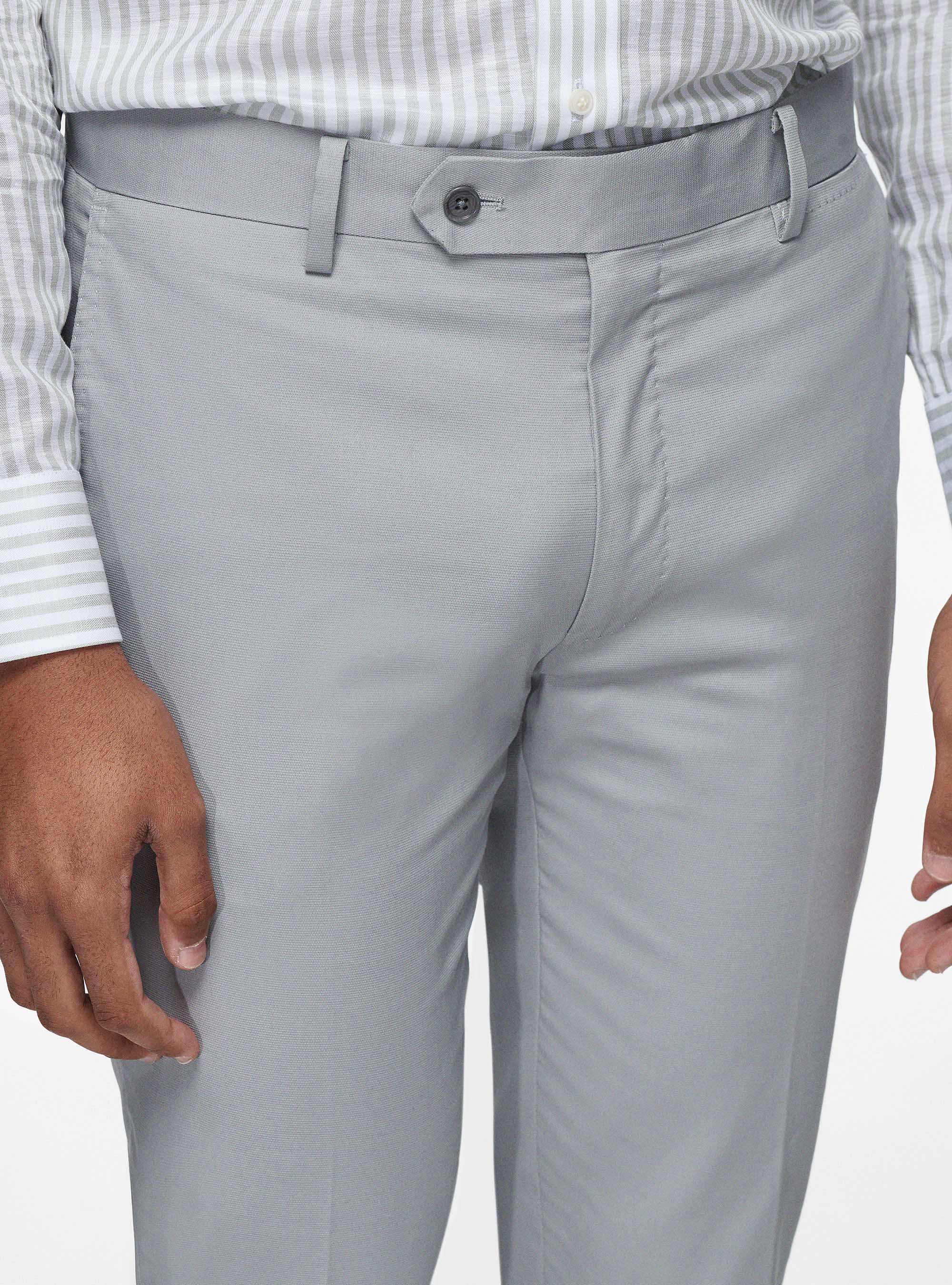 Pantaloni in puro cotone armaturato, GRIGIO CHIARO MELANGE
