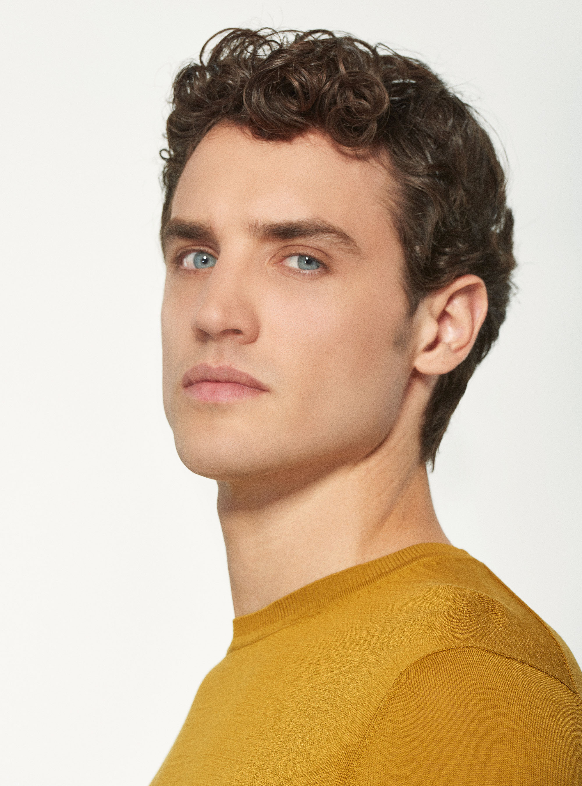 Maglia girocollo in seta cotone, SENAPE 0715C