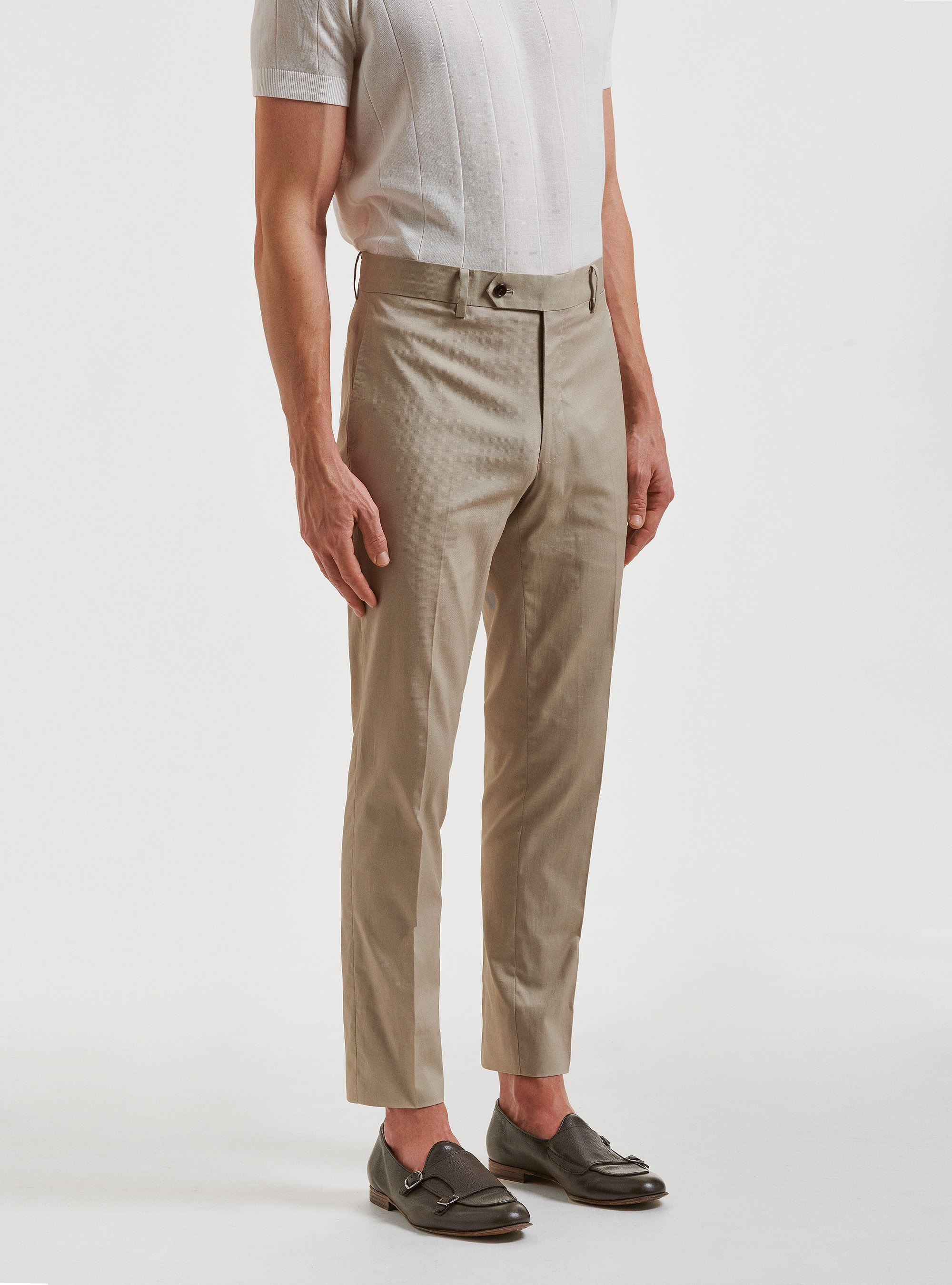 Pantaloni per abito in cotone armaturato, SABBIA