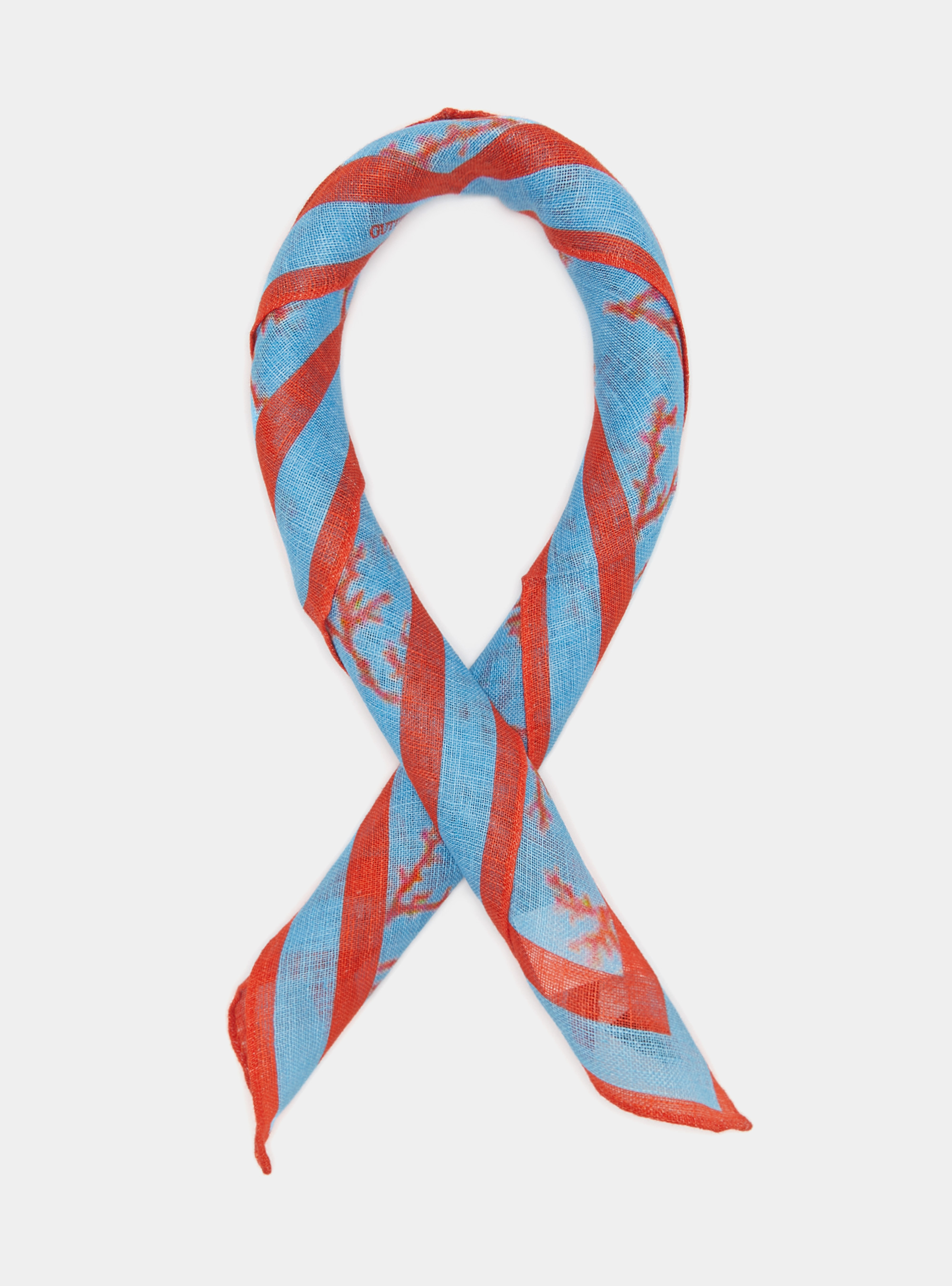 Foulard corallo in lino stampato, CORALLO 0426C