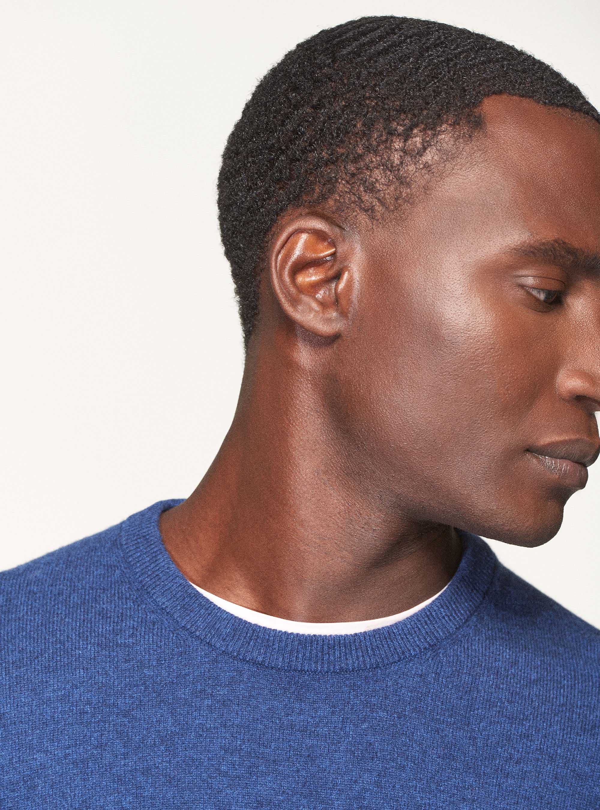 Maglia girocollo in lana lambswool e cashmere, INCHIOSTRO