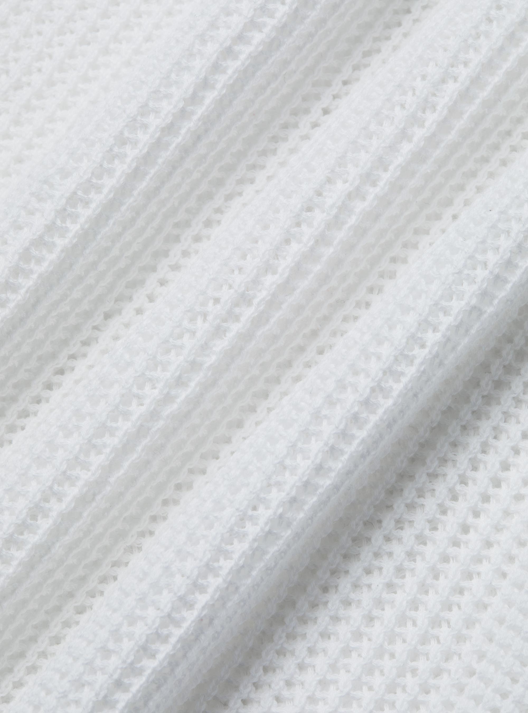 Maglia polo in crochet, BIANCO