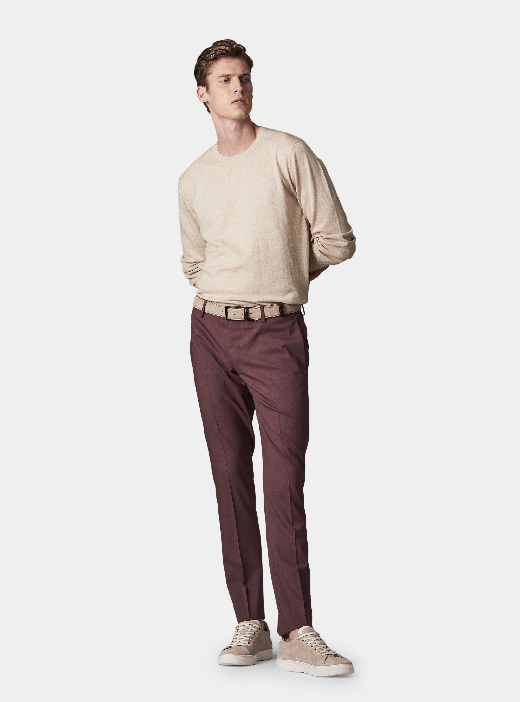 Pantaloni in pura lana superfine 120, CIPOLLA