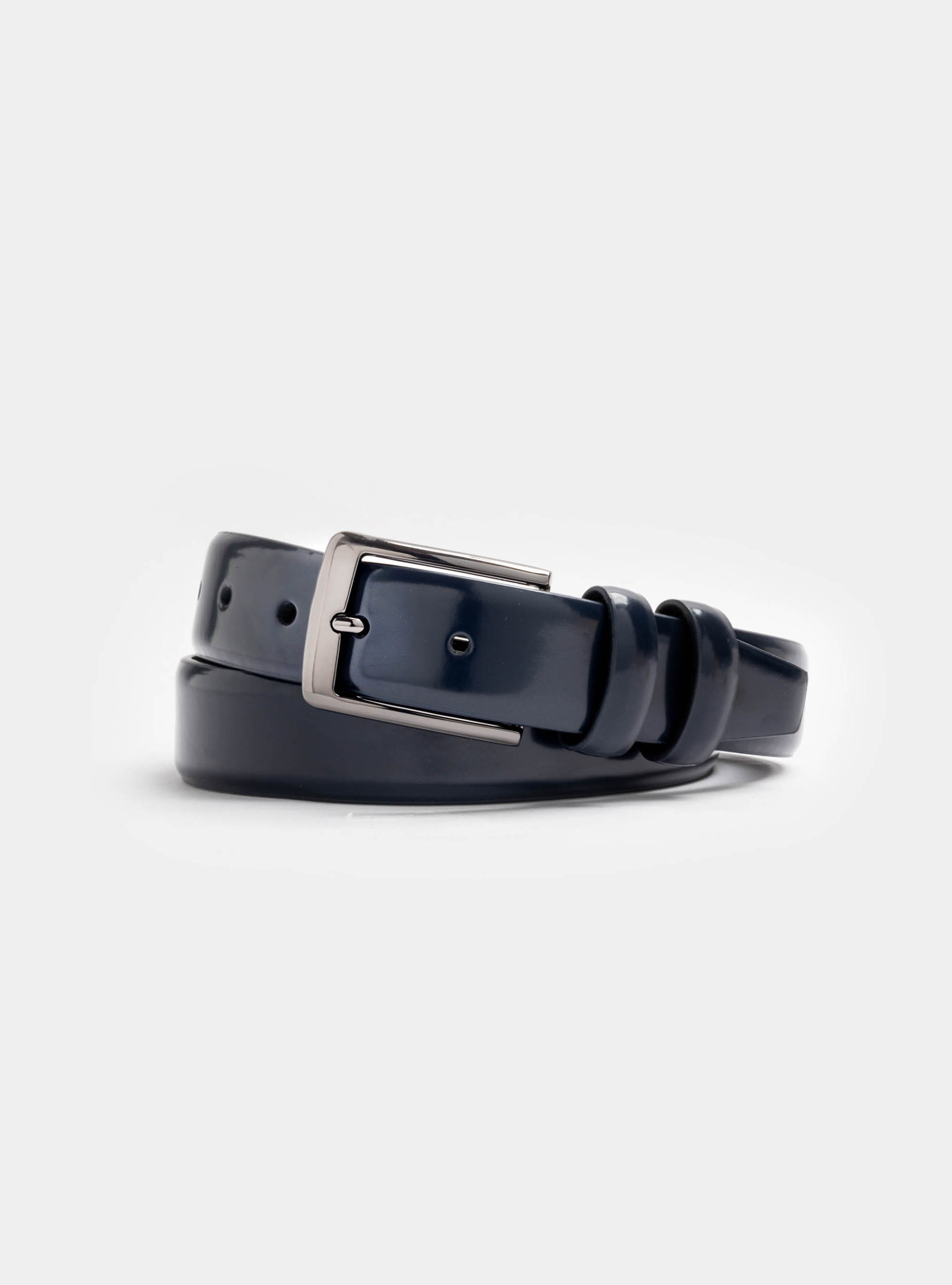 Matt brushed leather belt, NAVY BLUE