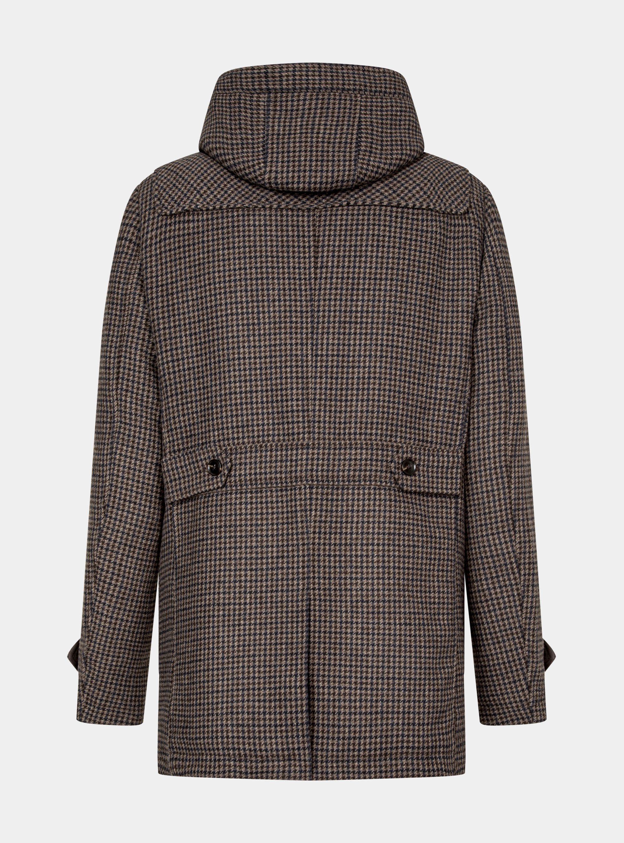 Montgomery in misto lana pied de poule, MARRONE