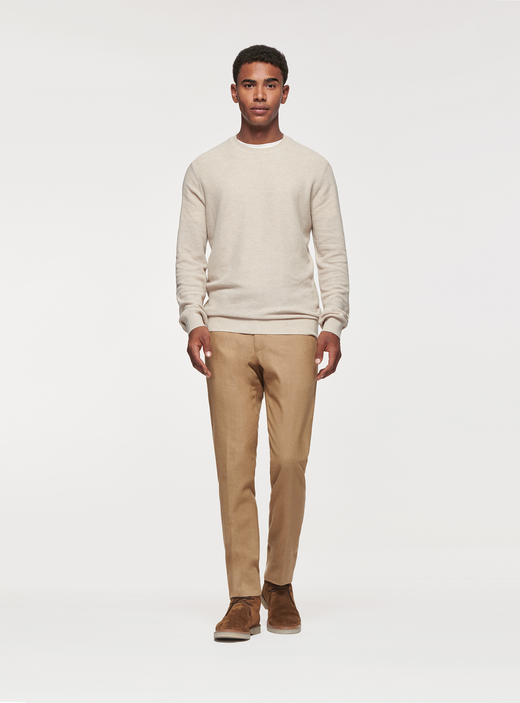 Pantaloni in flanella di lana Duemilagori, SABBIA