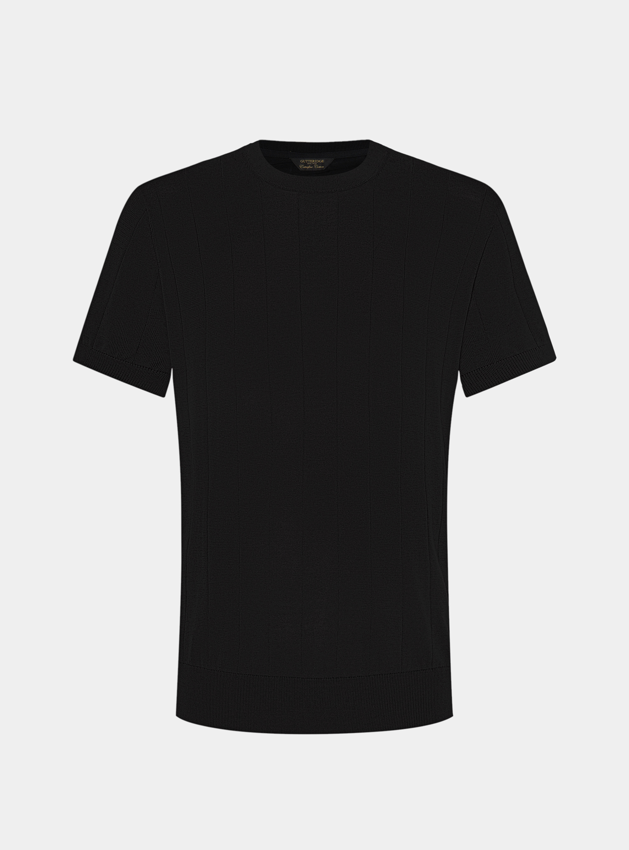 Maglia in puro cotone costa piatta, NERO