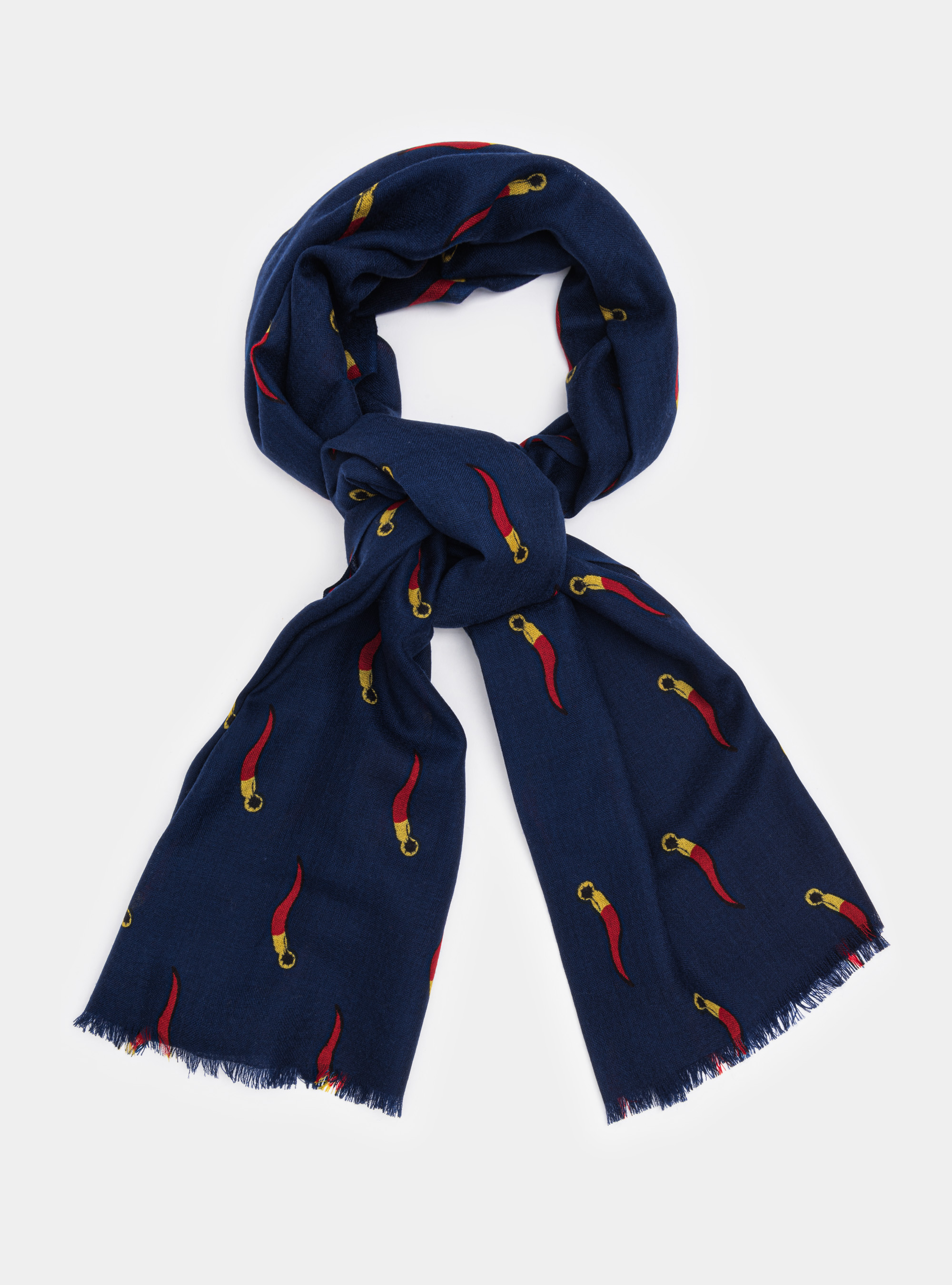 Sciarpa in lana con stampa corno, BLU NAVY