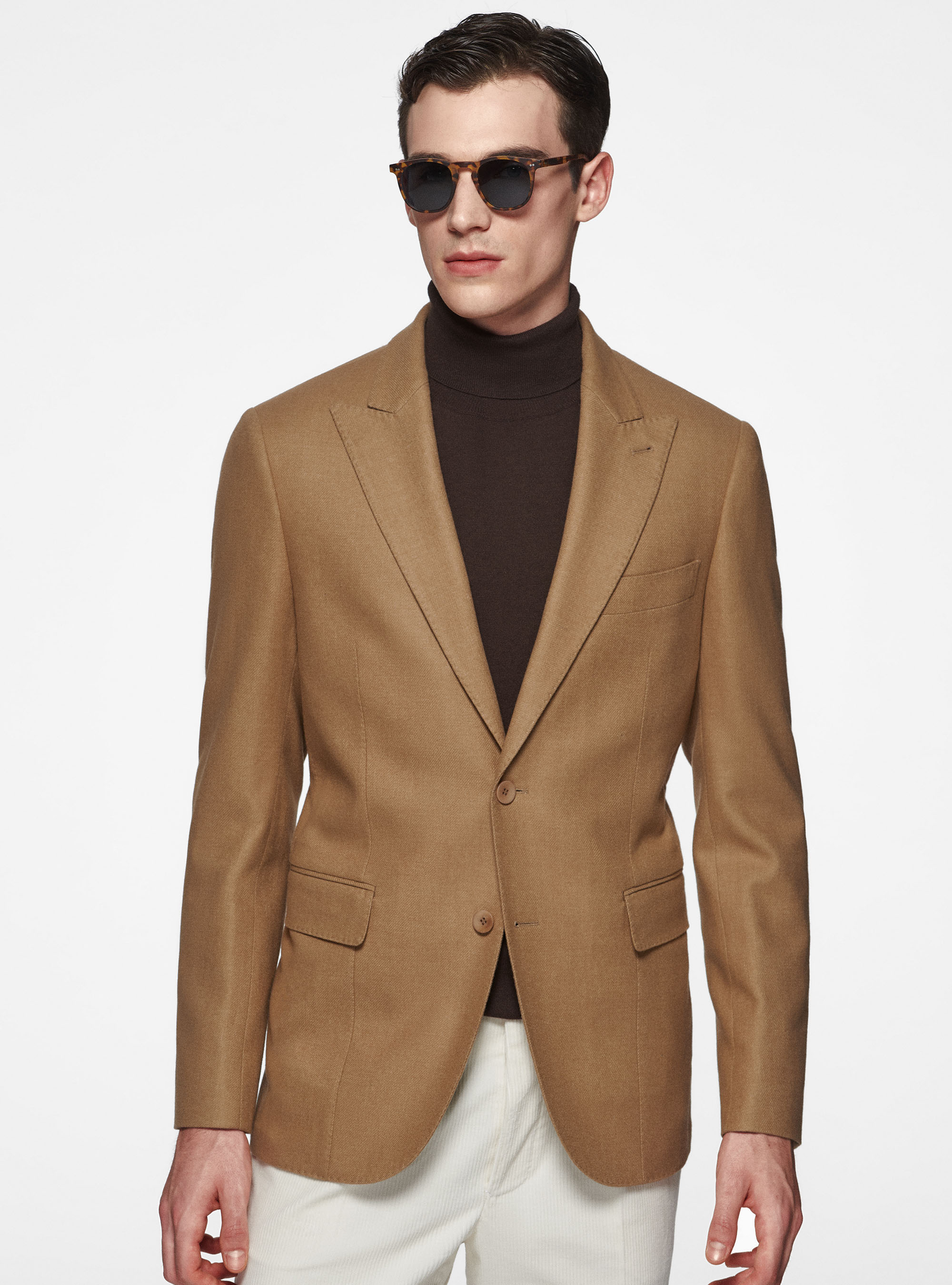 Giacca petto a lancia in flanella Duemilagori, SABBIA