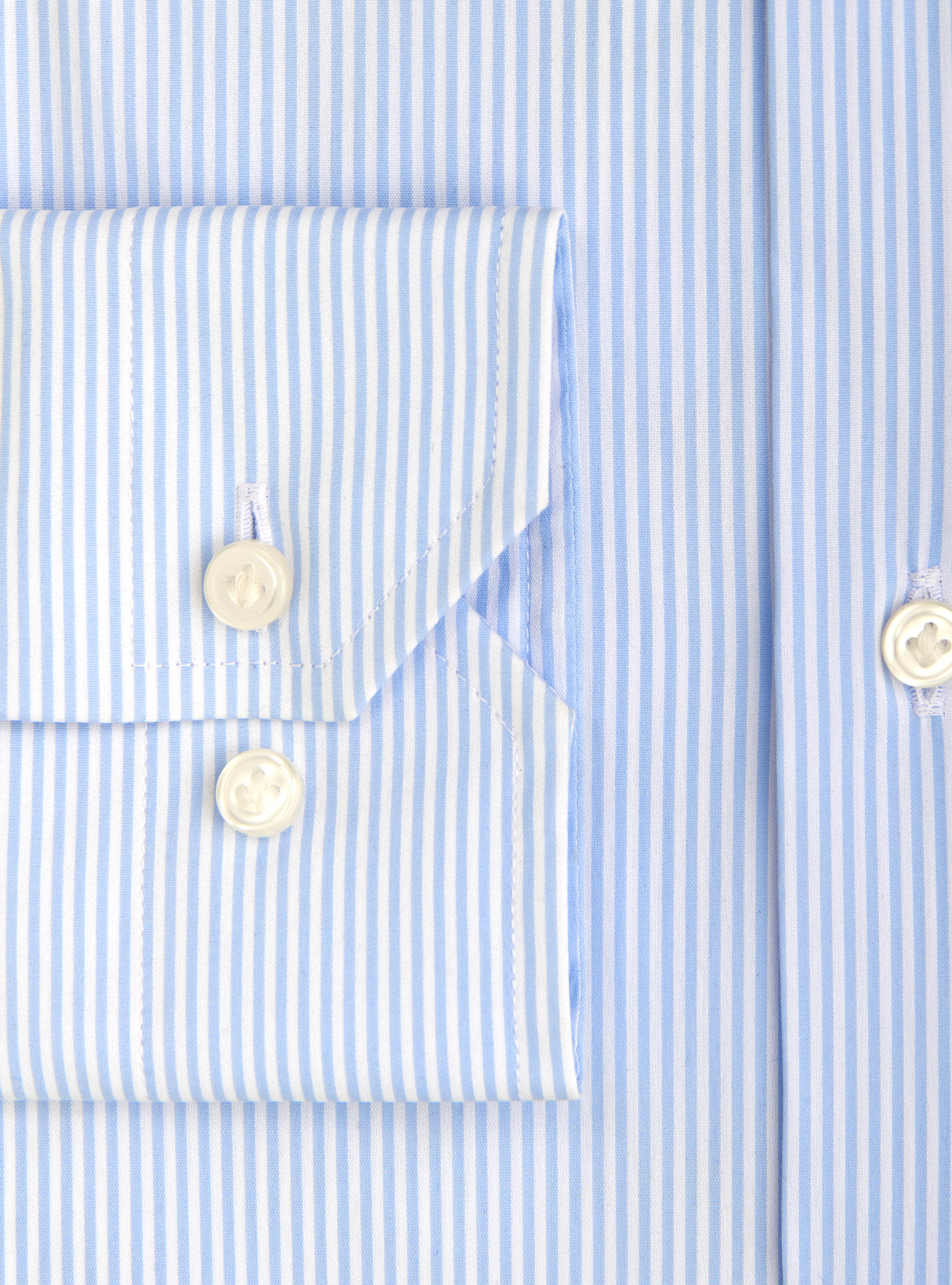 Camicia super slim in cotone stretch rigato, AZZURRO