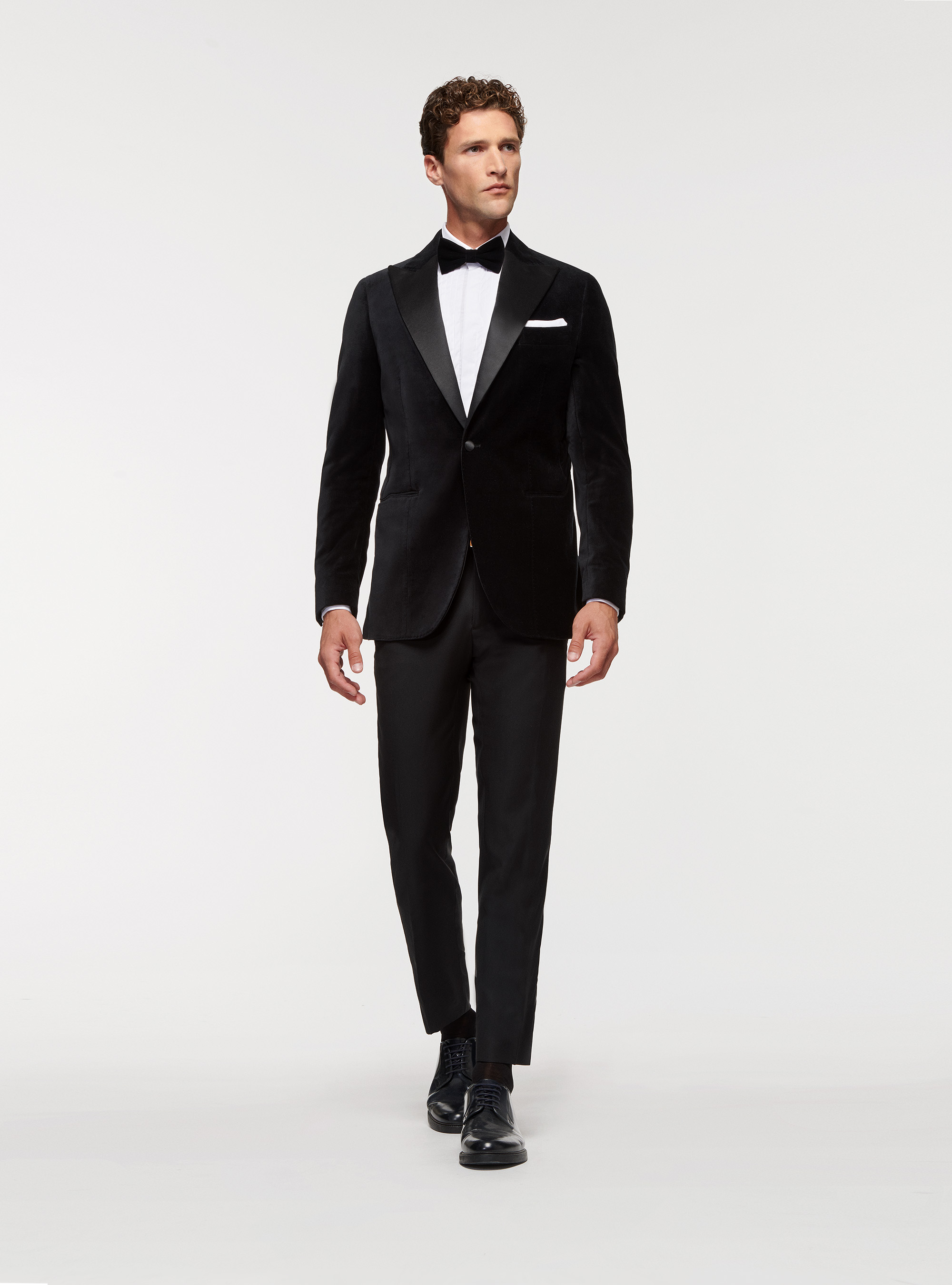 Giacca smoking in velluto, NERO