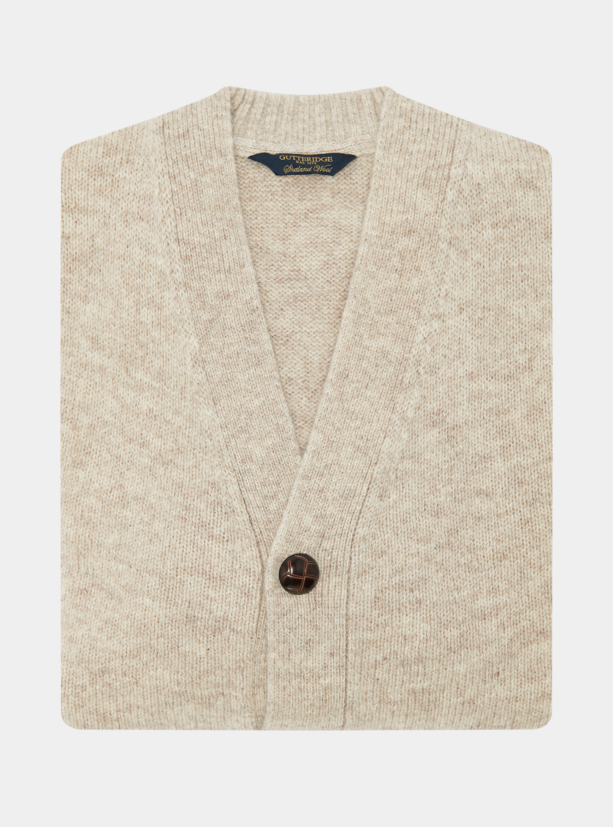Cardigan in maglia di lana shetland, ECRU