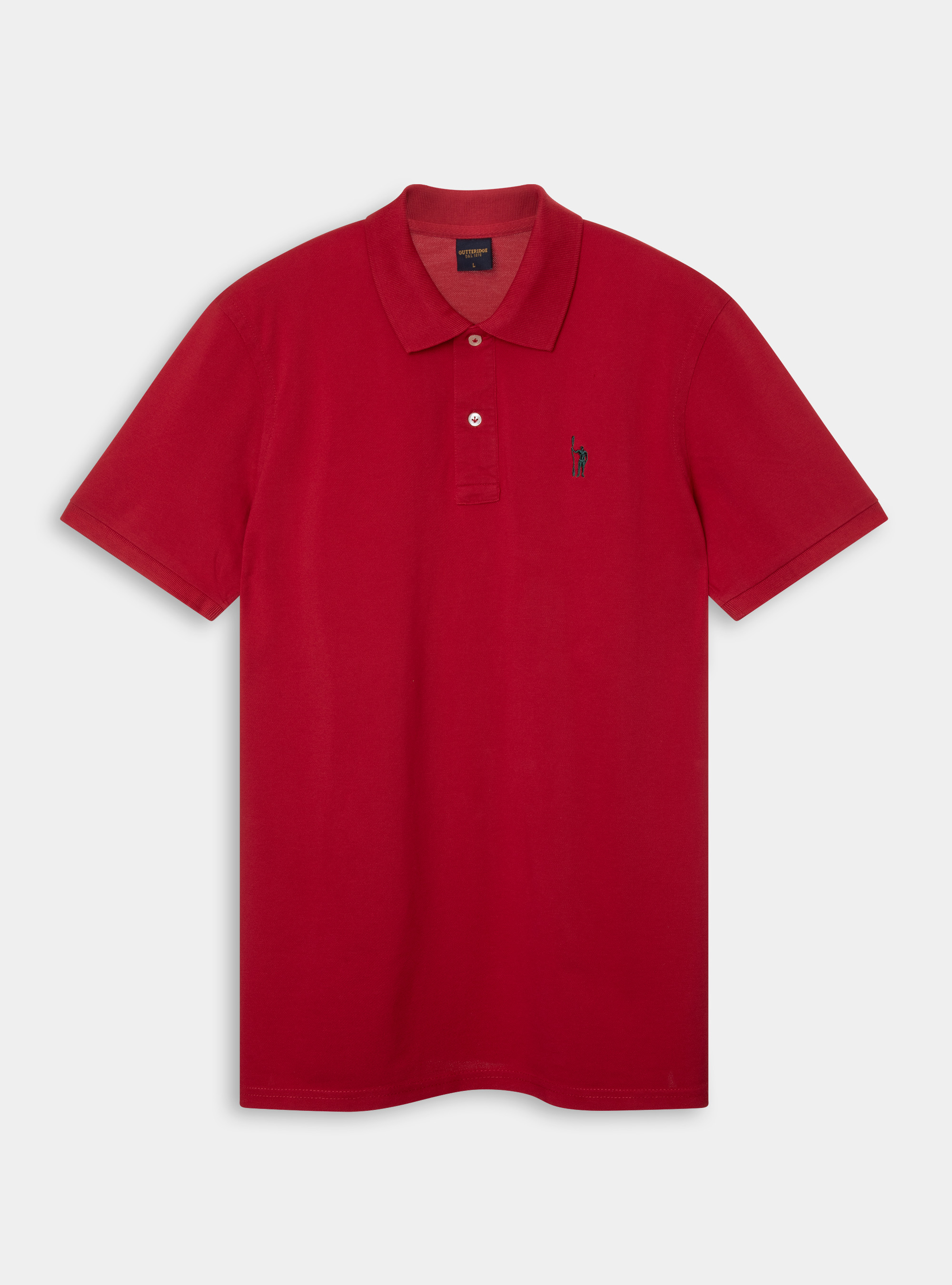 Classic cotton pique polo with embroidery, RED