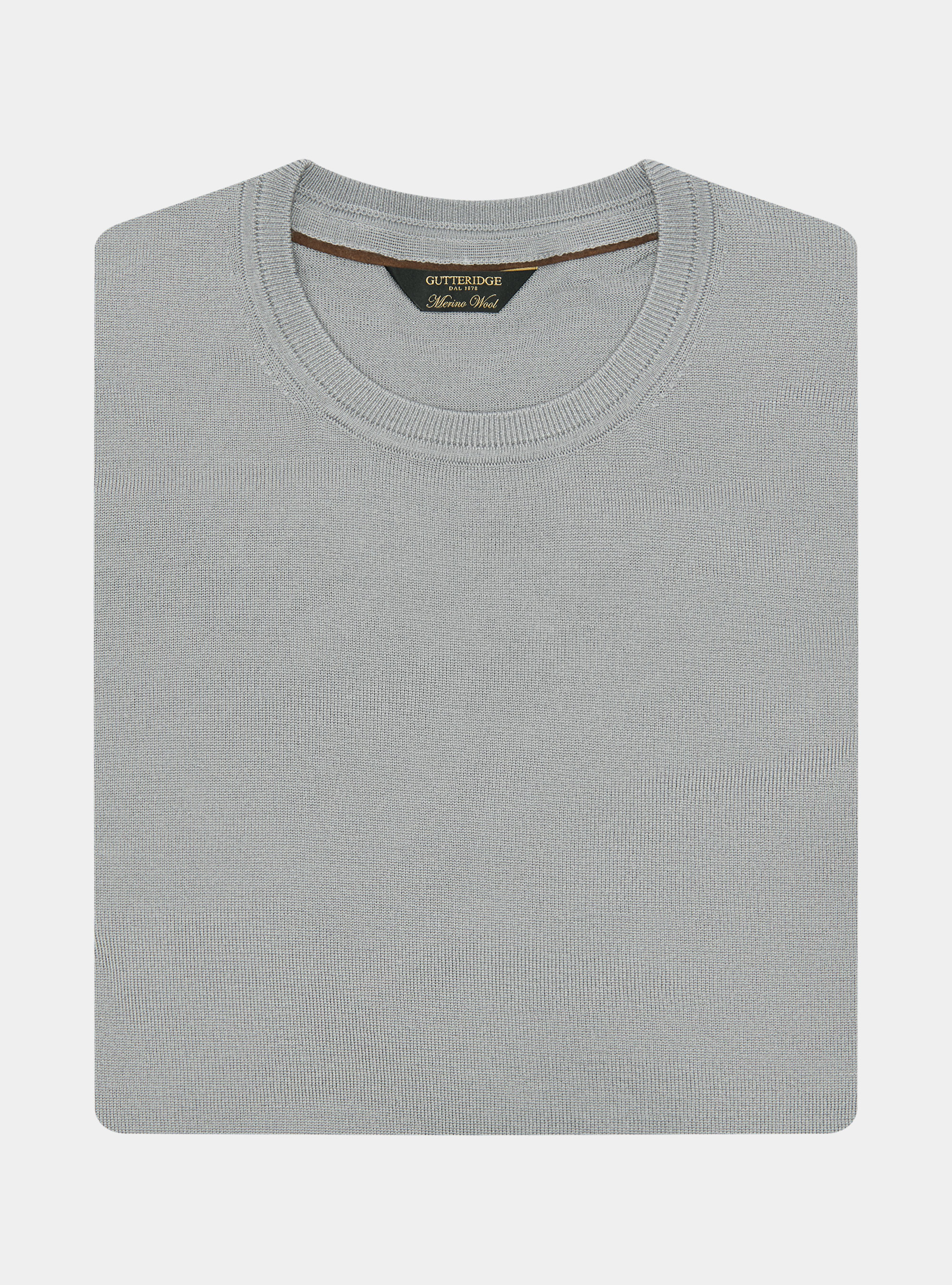 Punto de cuello redondo de pura lana merina extrafina, GRIS MARENGO