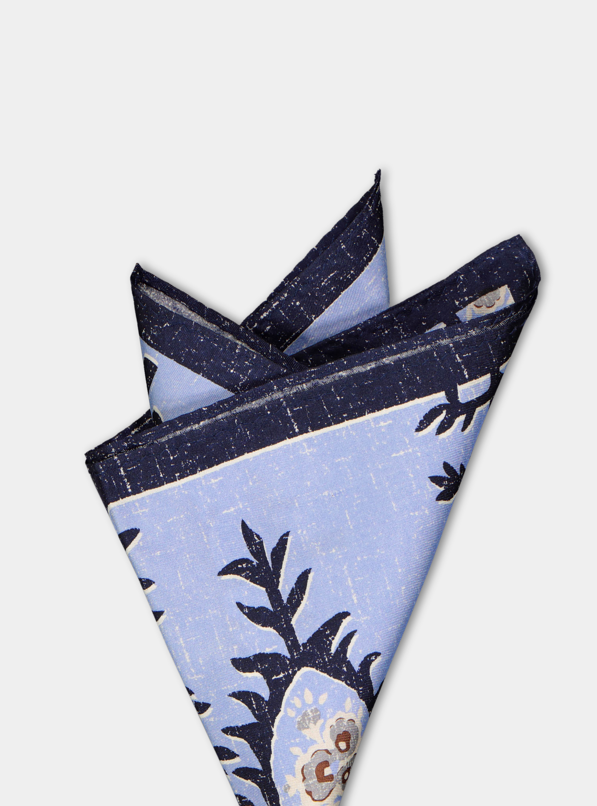 Pochette macro fantasia in seta stampata, AZZURRO