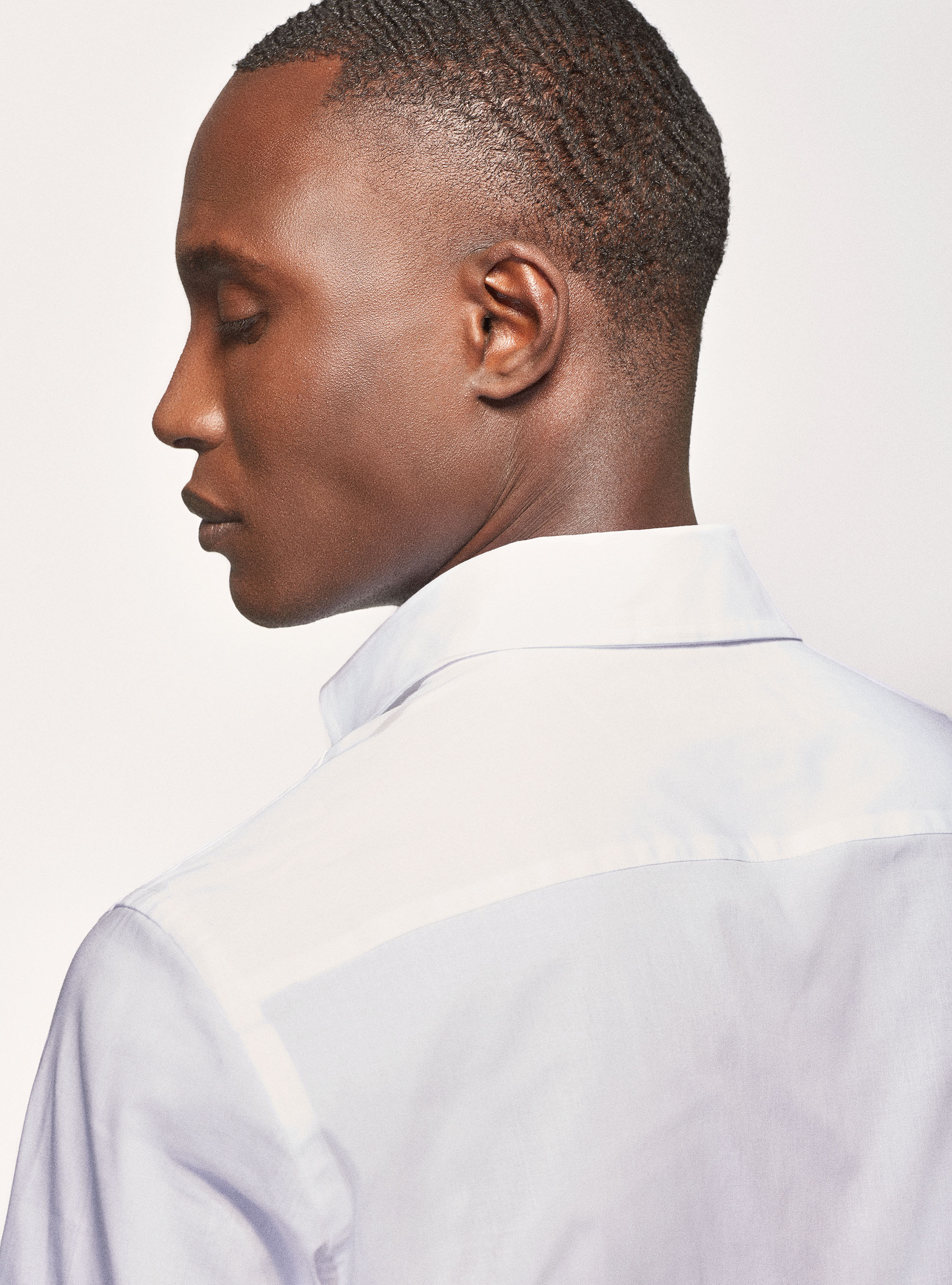 Camicia slim fit in popeline di cotone stretch, BIANCO