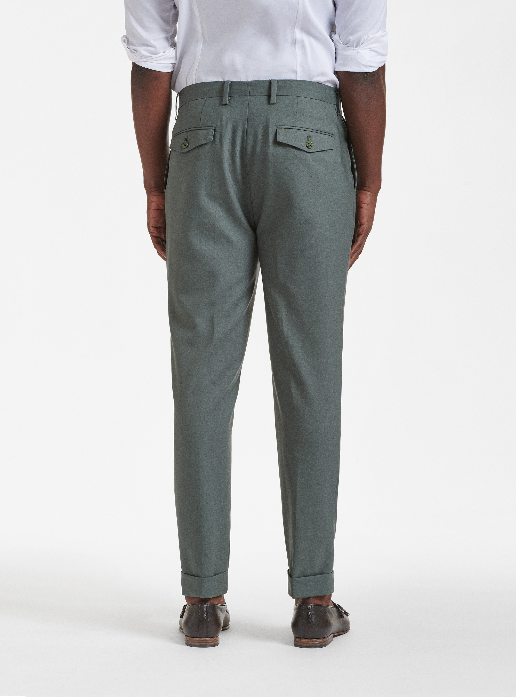 Vitale Barberis Canonico pure wool pleated trousers, SALVIA 0602C