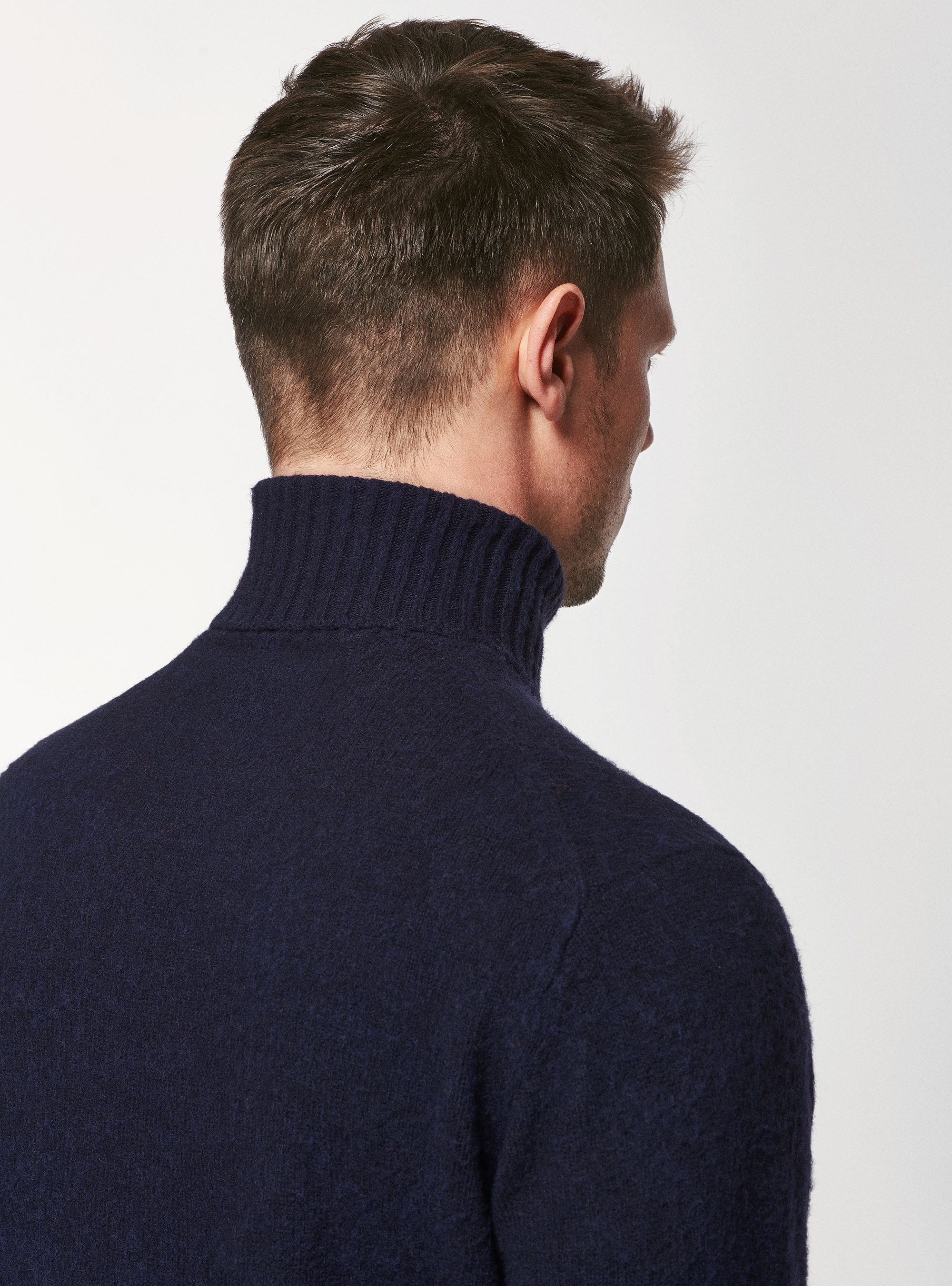 Maglia collo alto in lana brushed, BLU NAVY