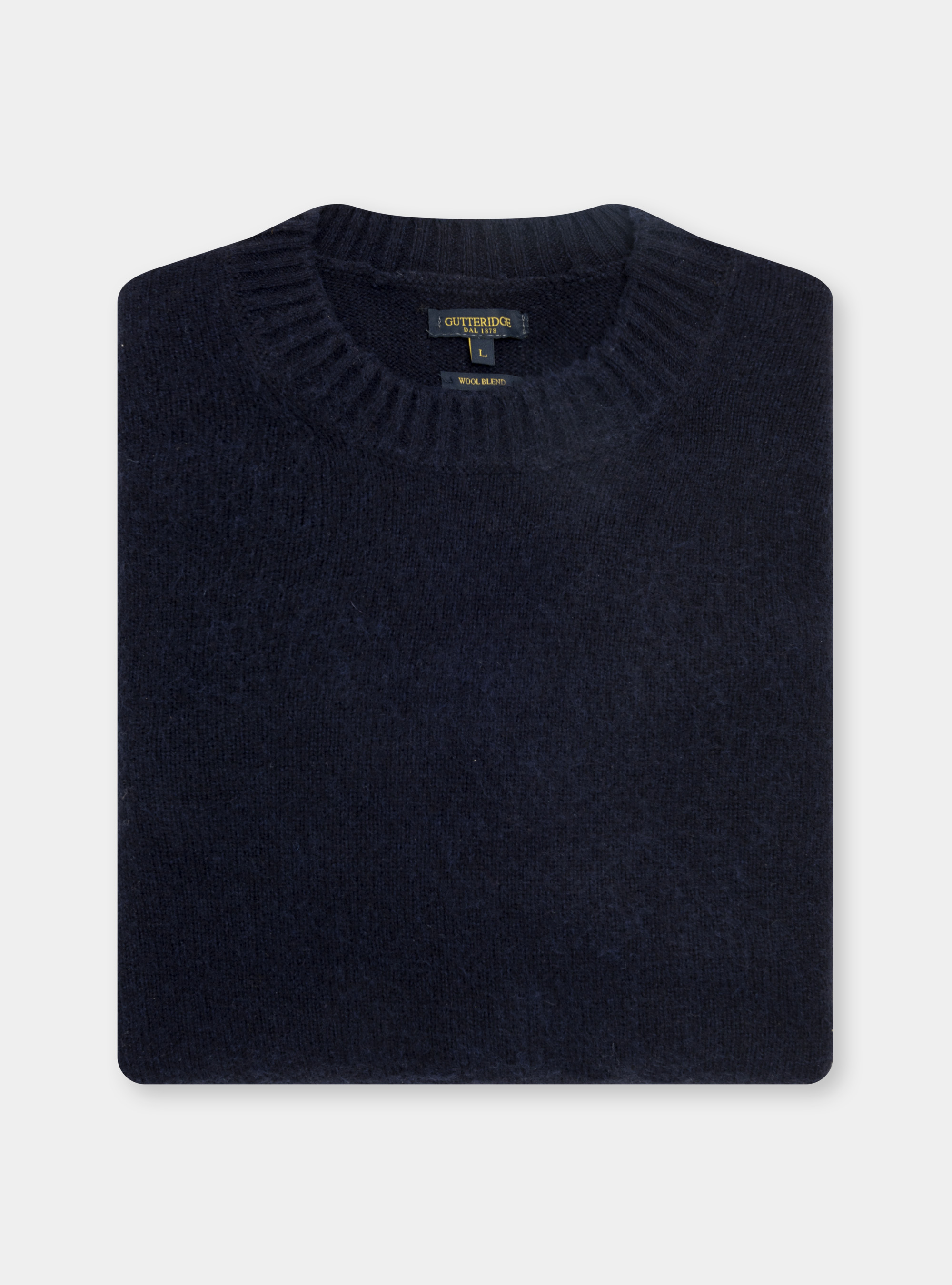 Maglia girocollo in lana brushed, BLU NAVY