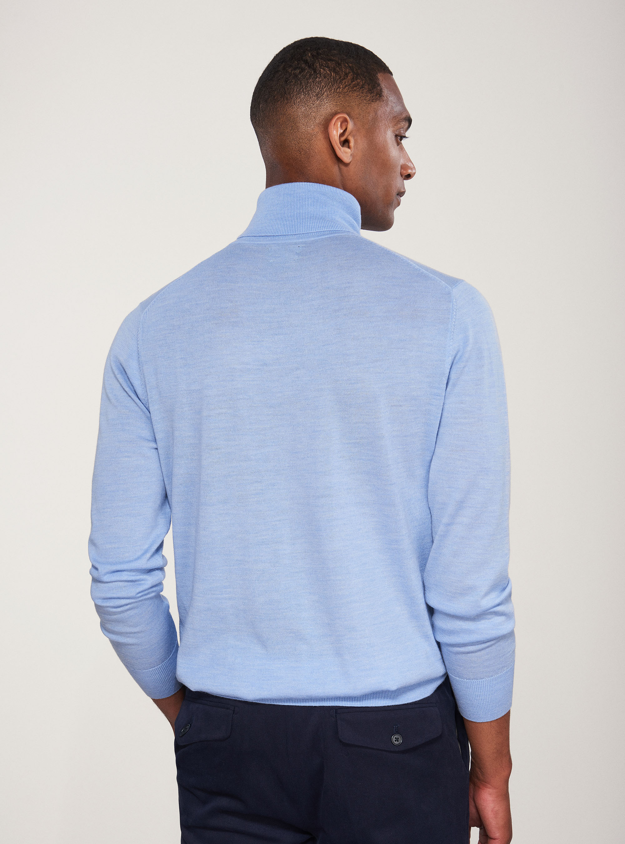 Col roulé en pure laine mérinos extra-fine, BLEU CIEL