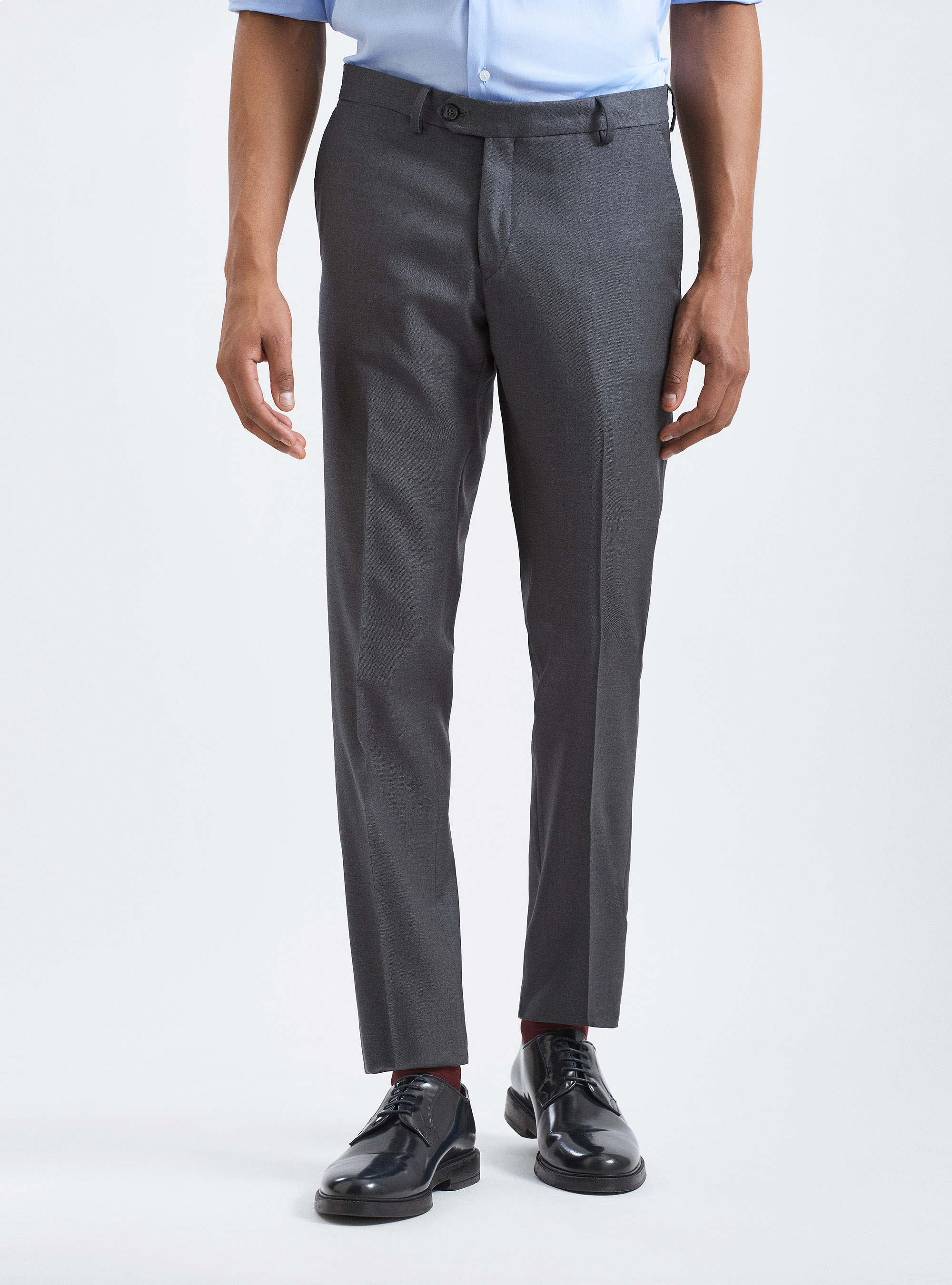 Pure Wool 110's Suit Trousers, ASPHALT GREY