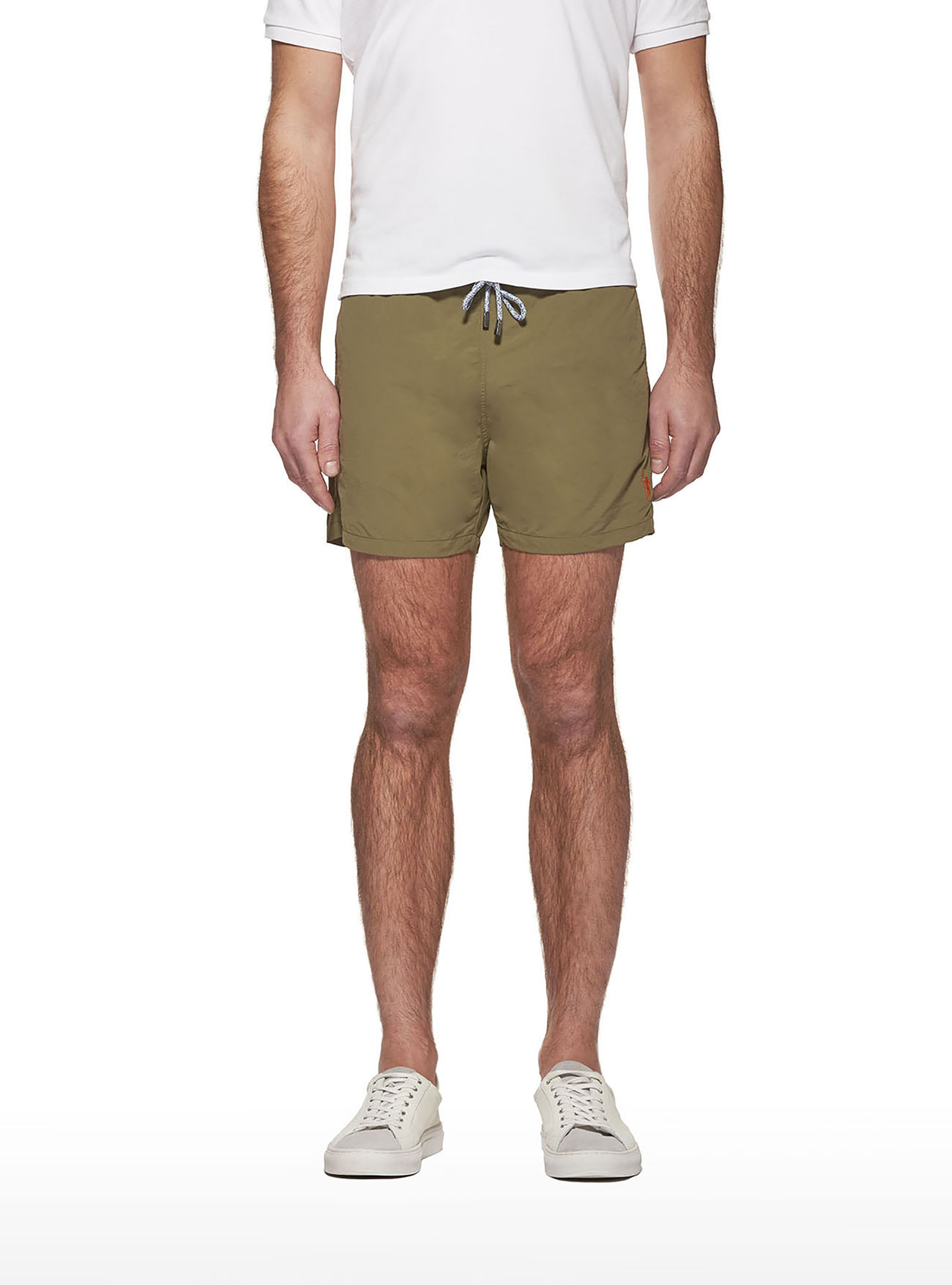 Basic plain colour swimsuit with embroidery, OLIVE