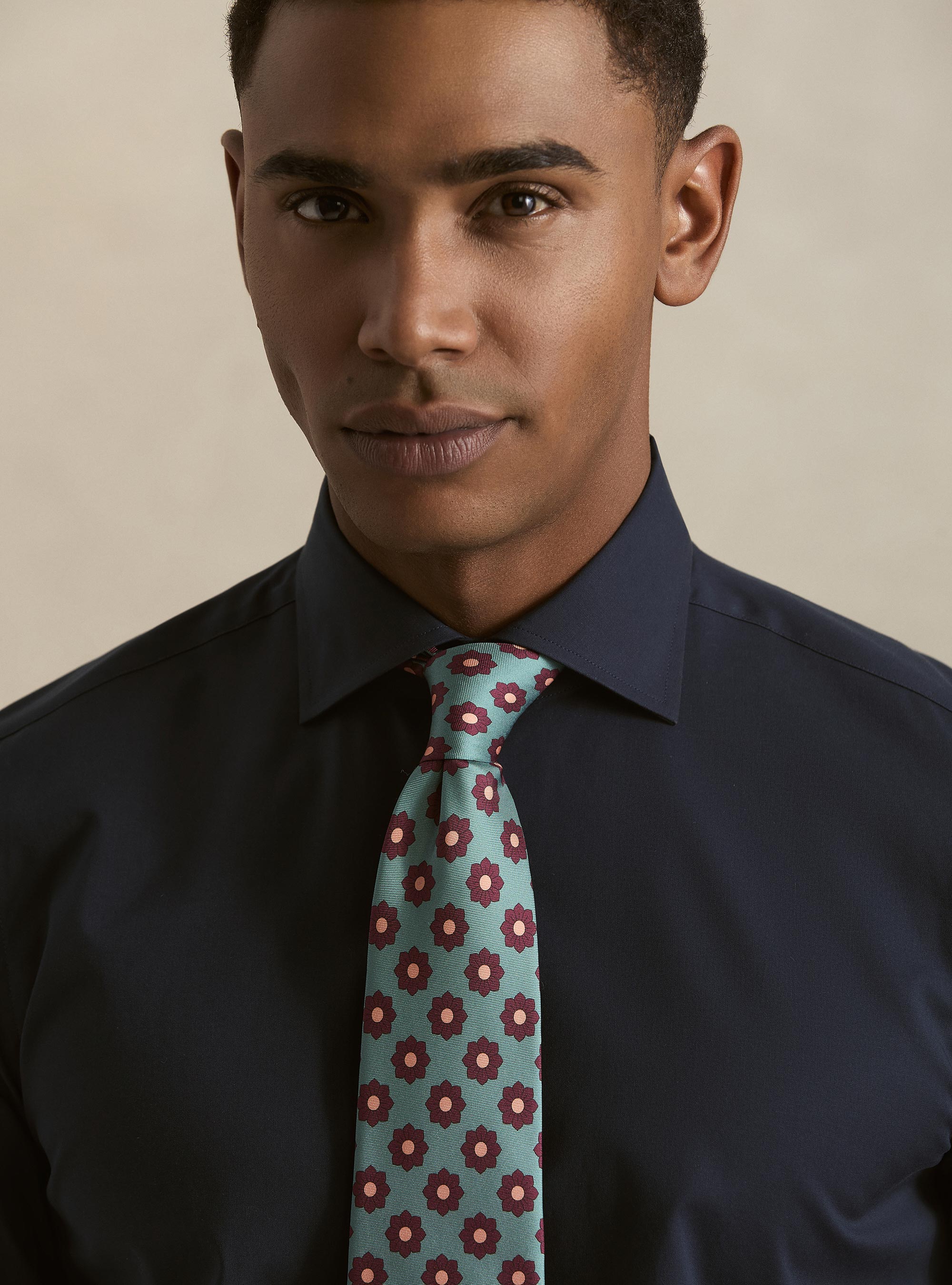Cotton poplin stretch shirt, NAVY BLUE