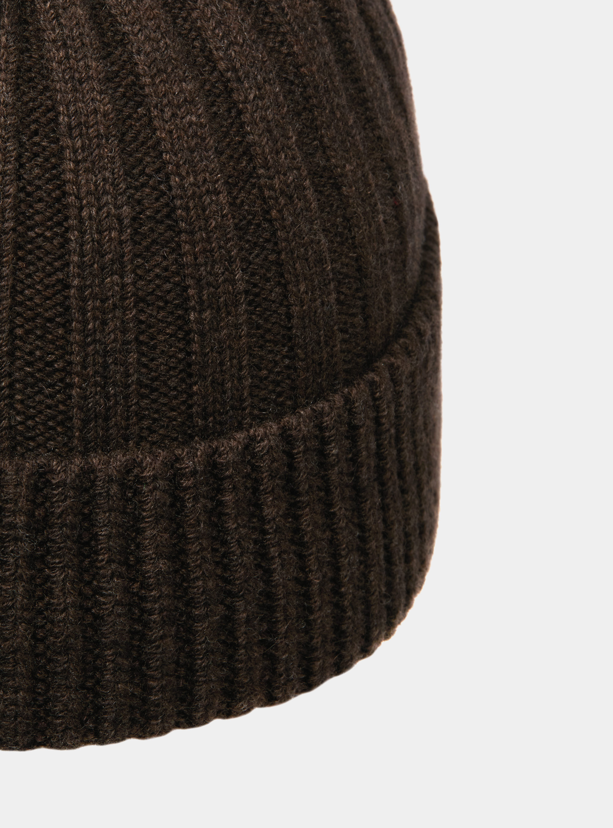 English rib cashmere blend beanie, BROWN