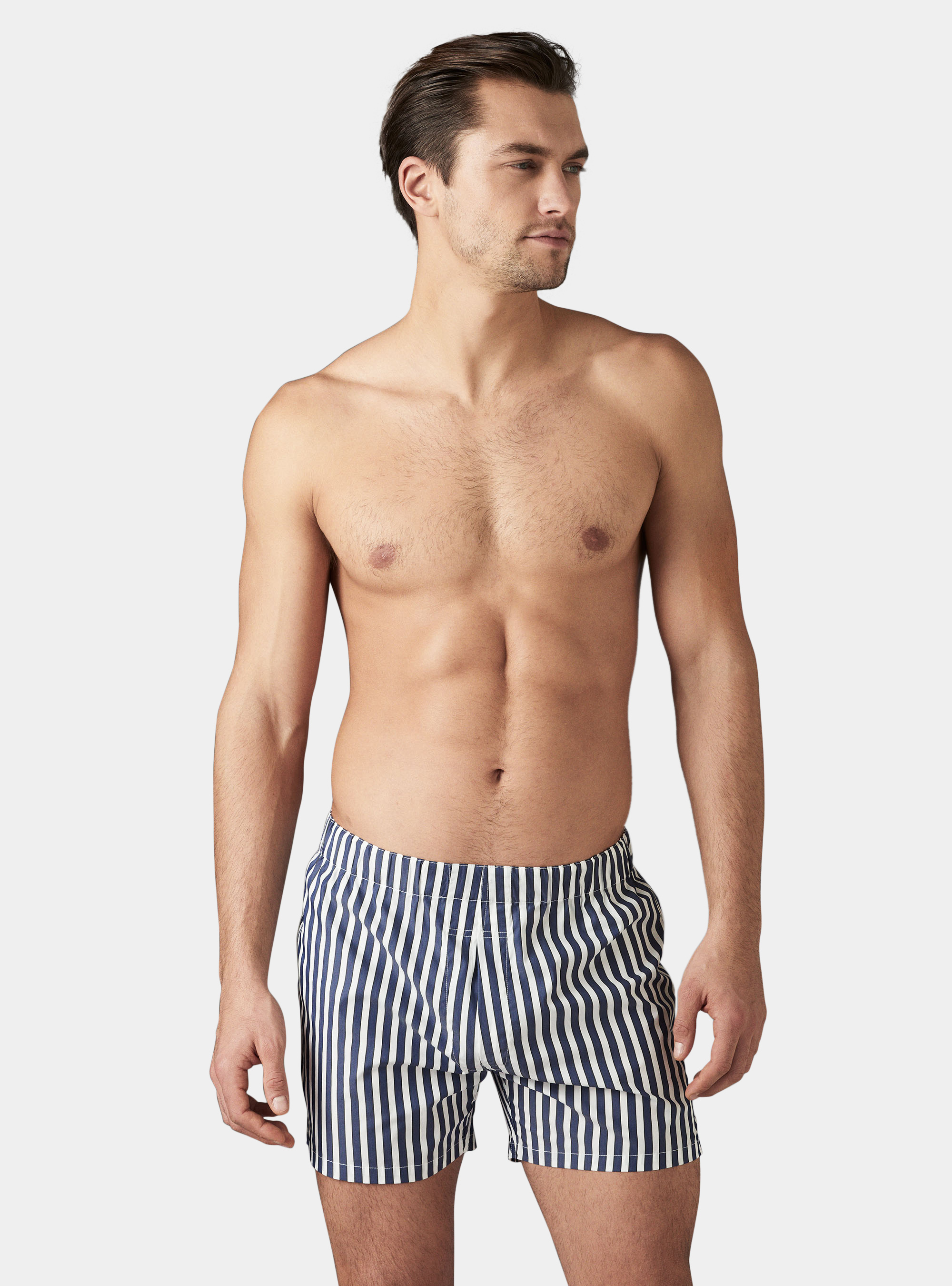 Gutteridge - Stretch striped cotton boxer short, Unisex, Navy Blue, Size: 3XL