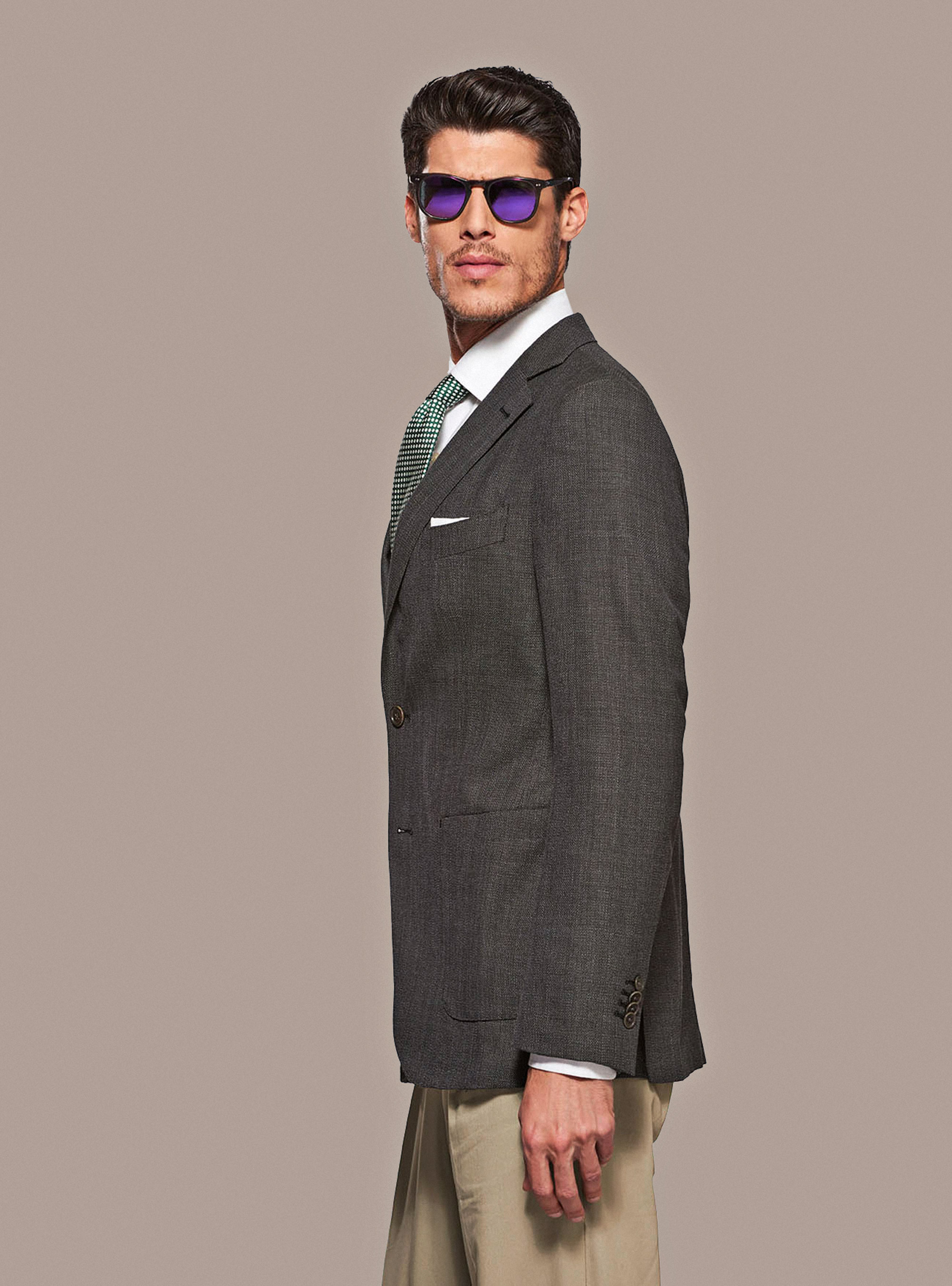 Jacket in cool wool, GREEN