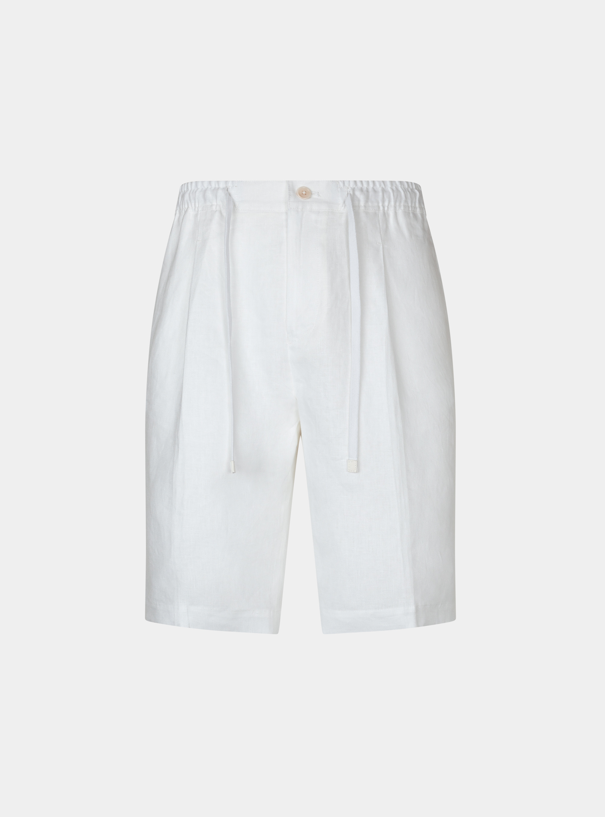 Bermuda tinta unita in lino, BIANCO
