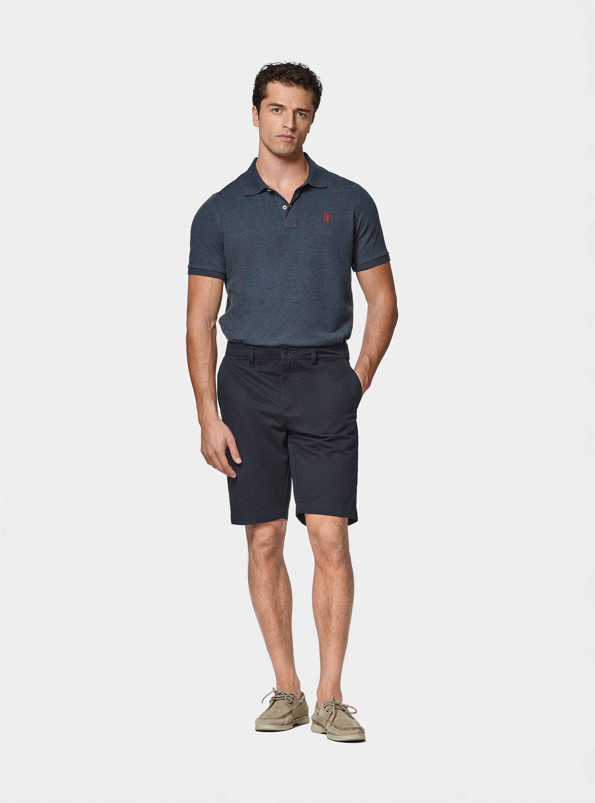 Bermuda en sergé de coton, BLEU MARINE