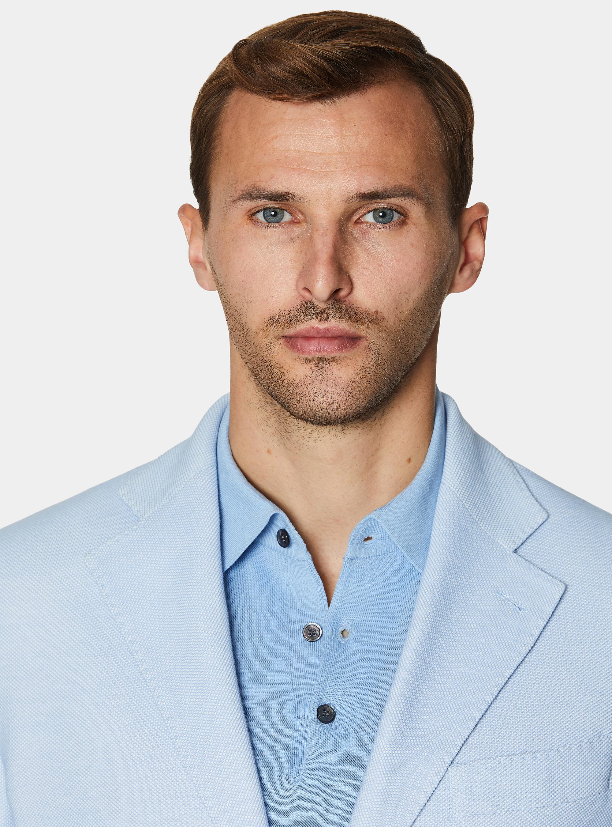 Giacca jersey in misto cotone, AZZURRO