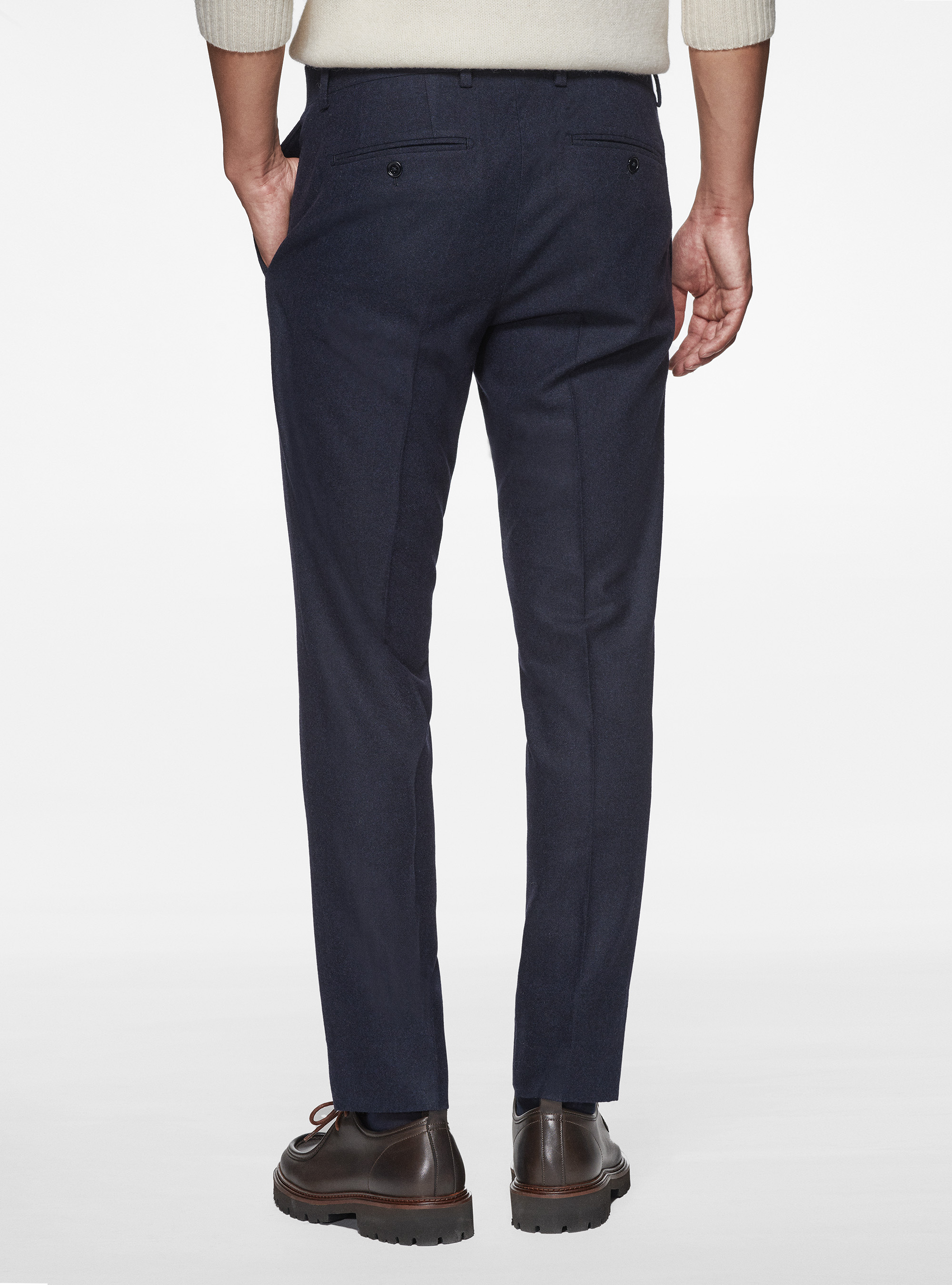 Pantaloni in flanella di misto lana Duemilagori, BLU NAVY