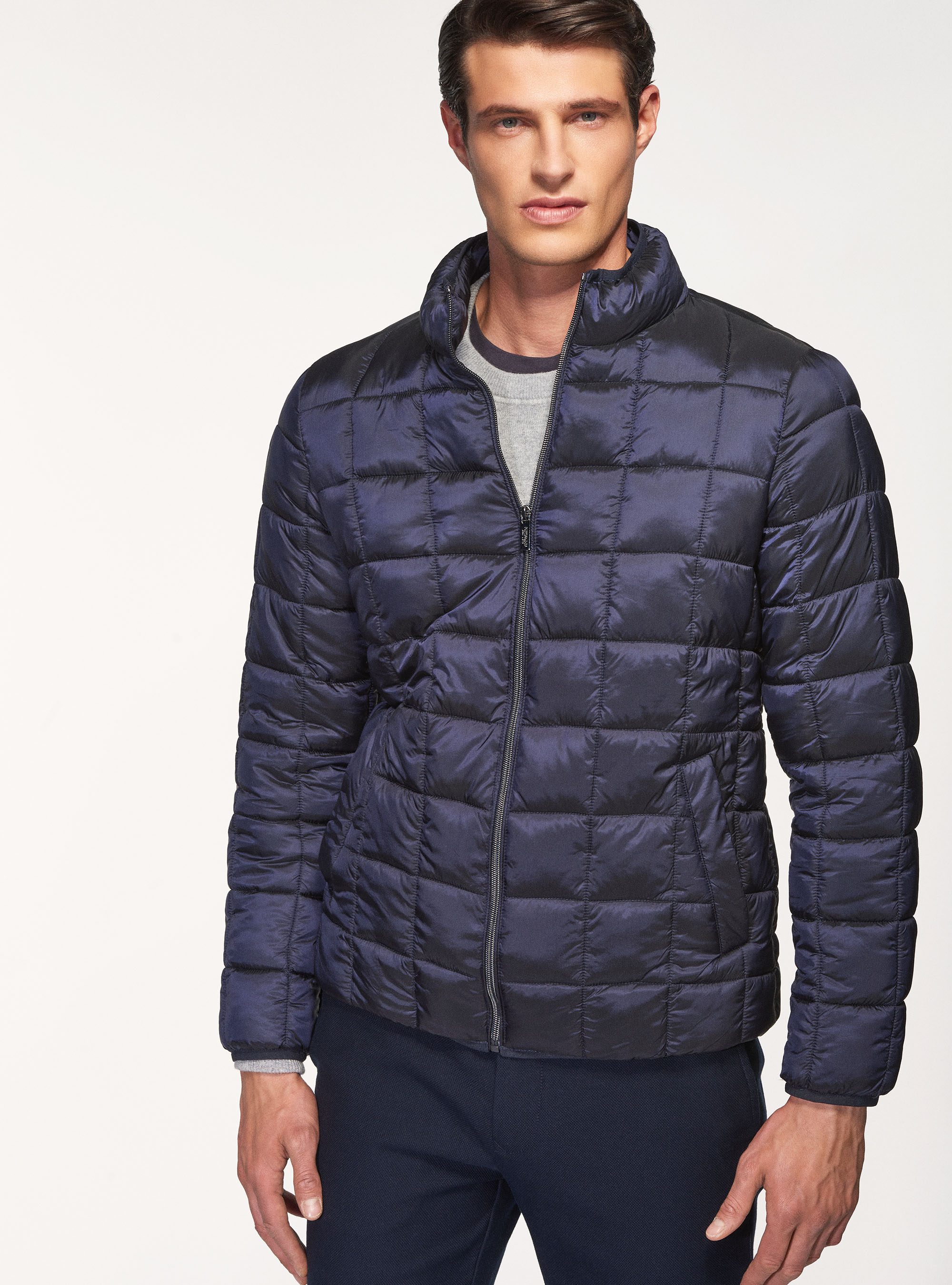 Bomber trapuntato regular fit con imbottitura 100% riciclato, BLU NAVY