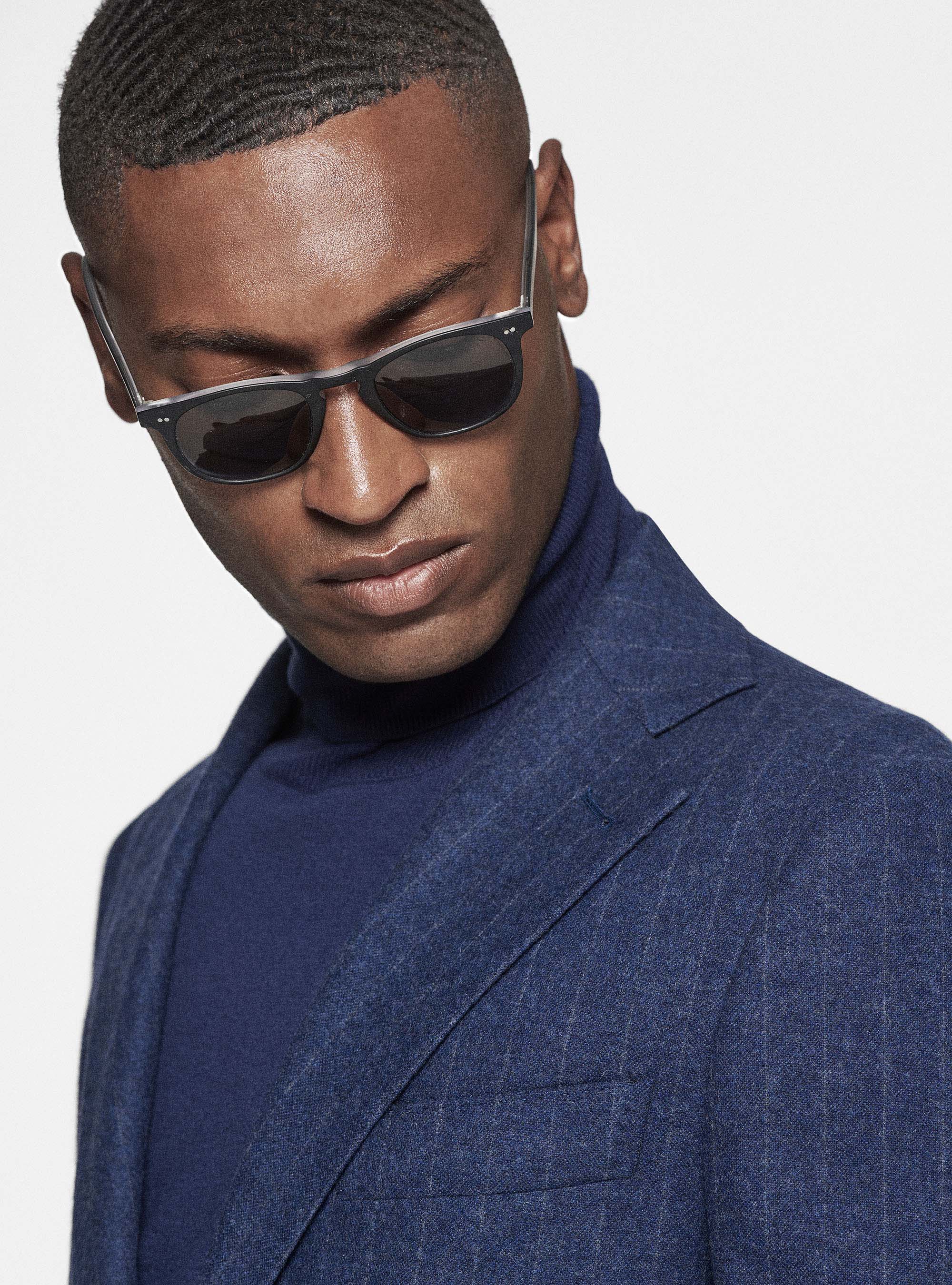 Pinstripe flannel blazer, INK