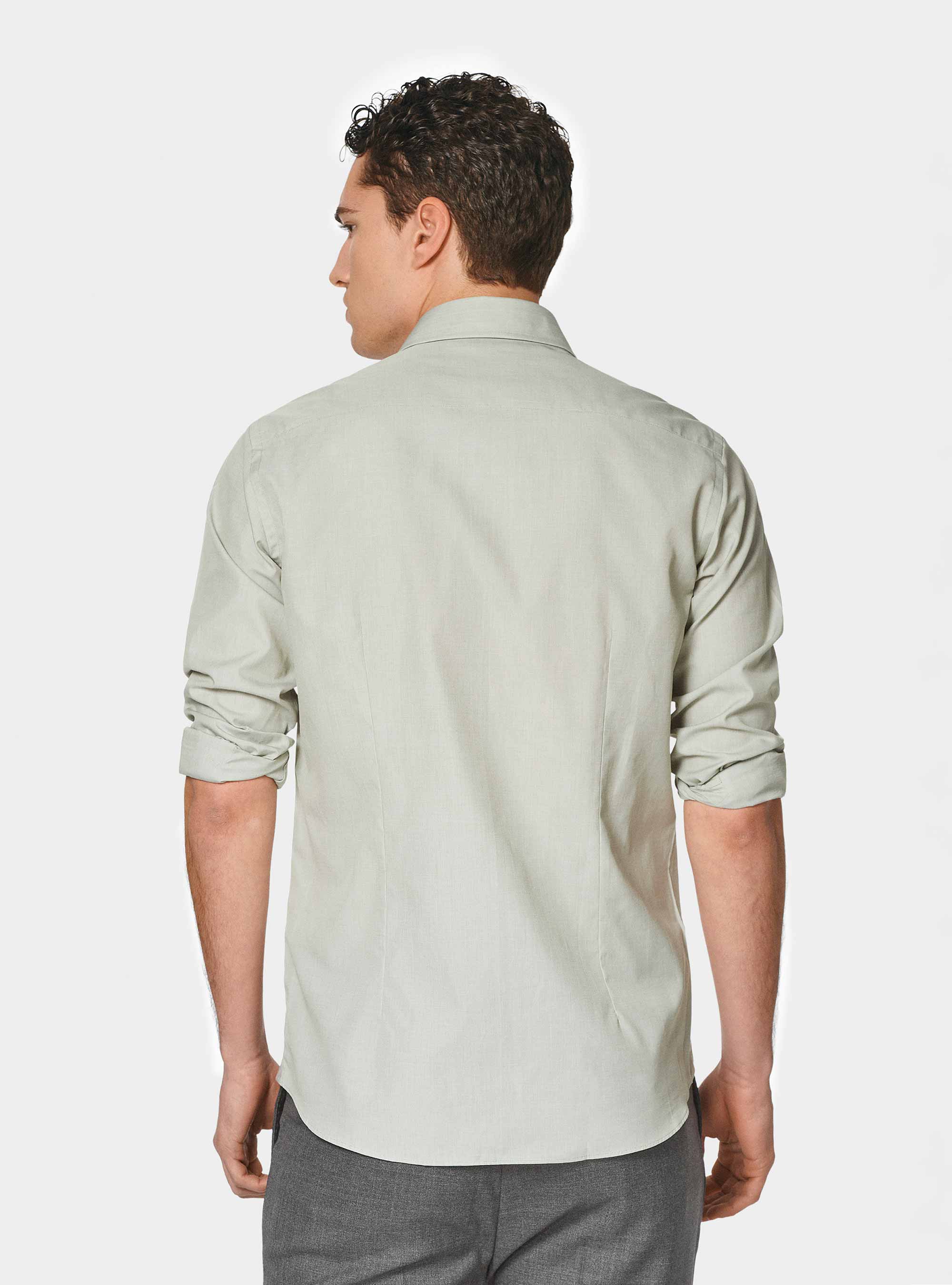 Camicia in fil a fil di cotone, SALVIA 0602C