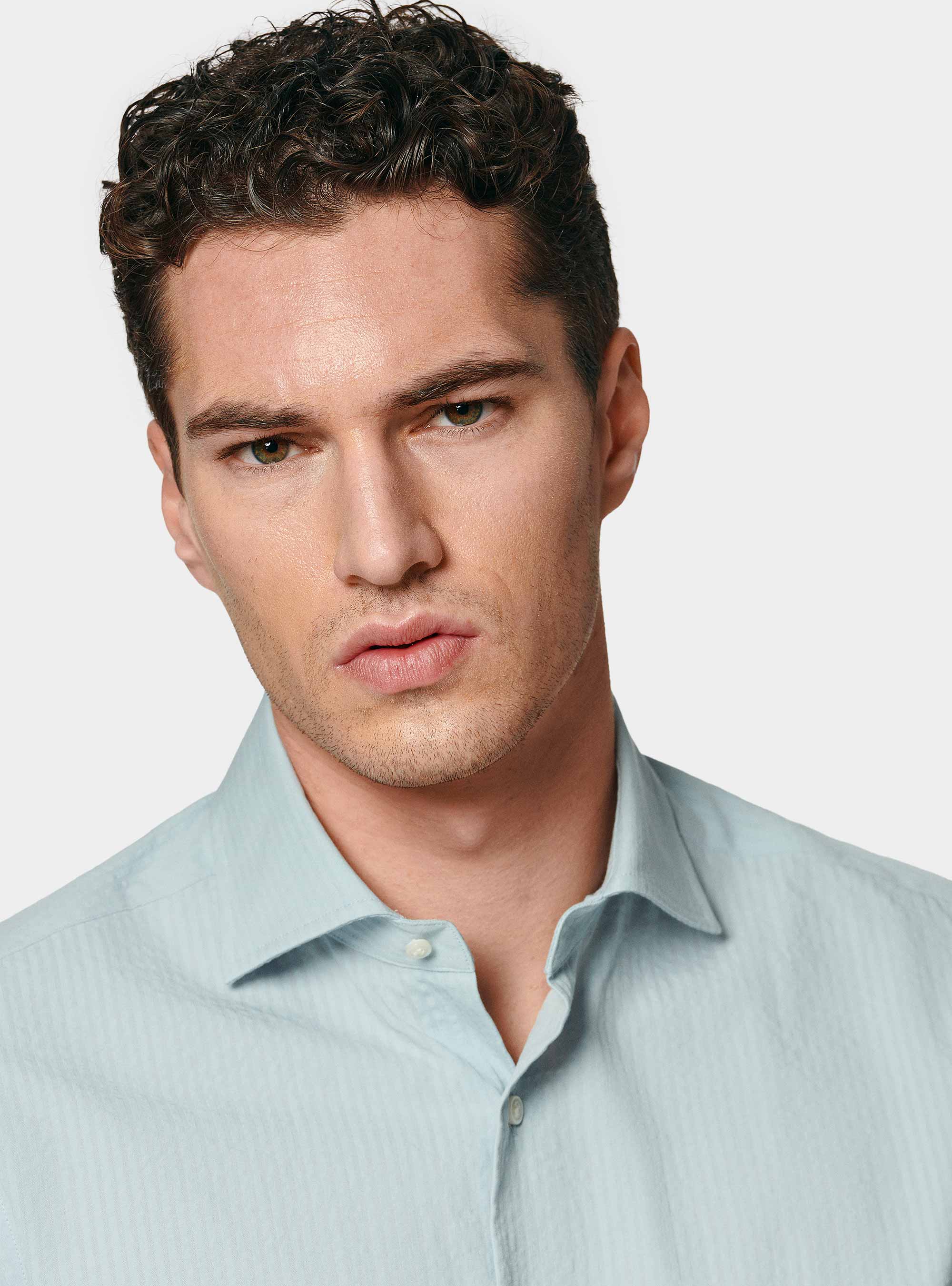 Pure cotton seersucker shirt, LIGHT BLUE