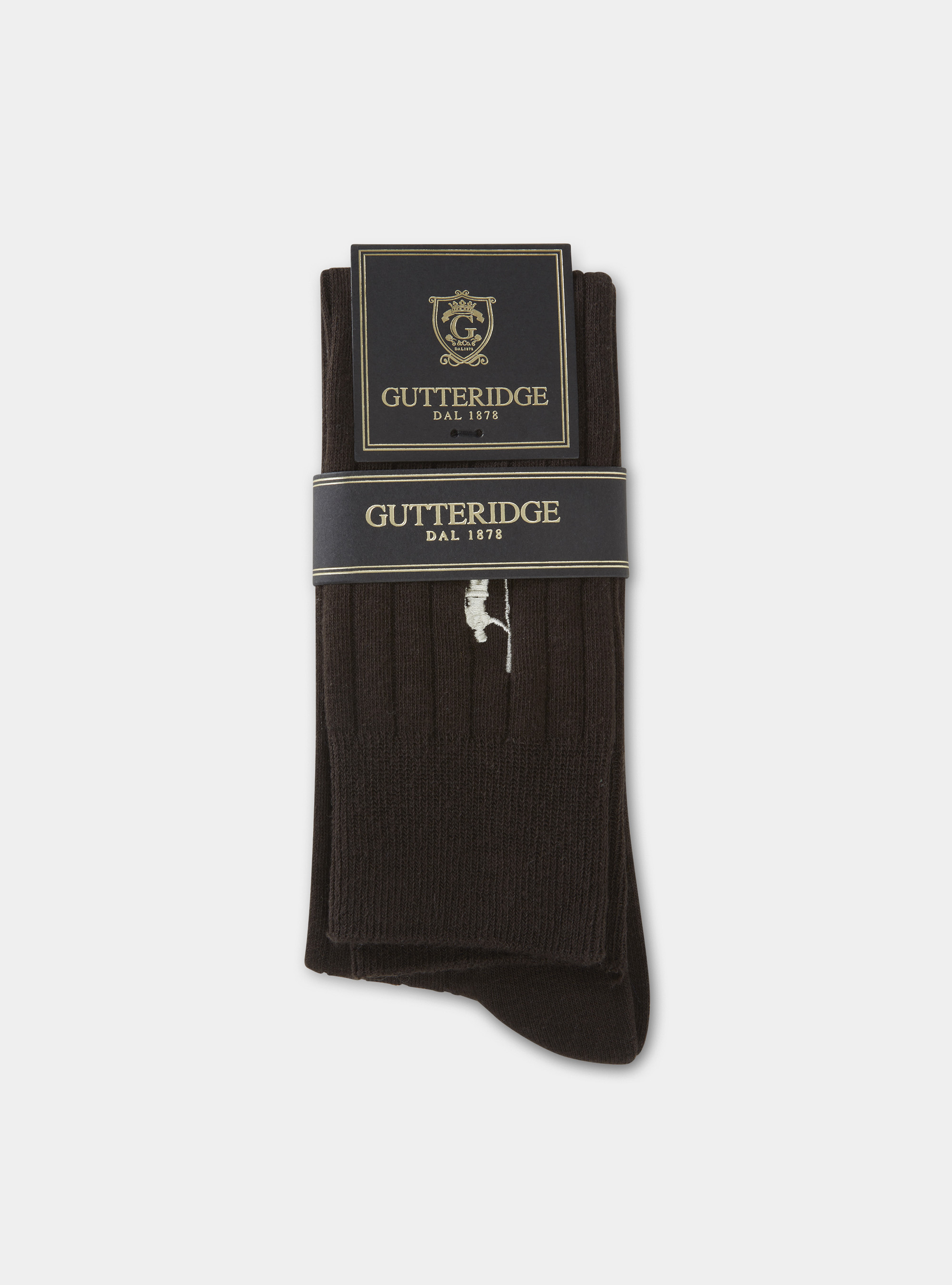 Calze in misto cotone a coste, MARRONE