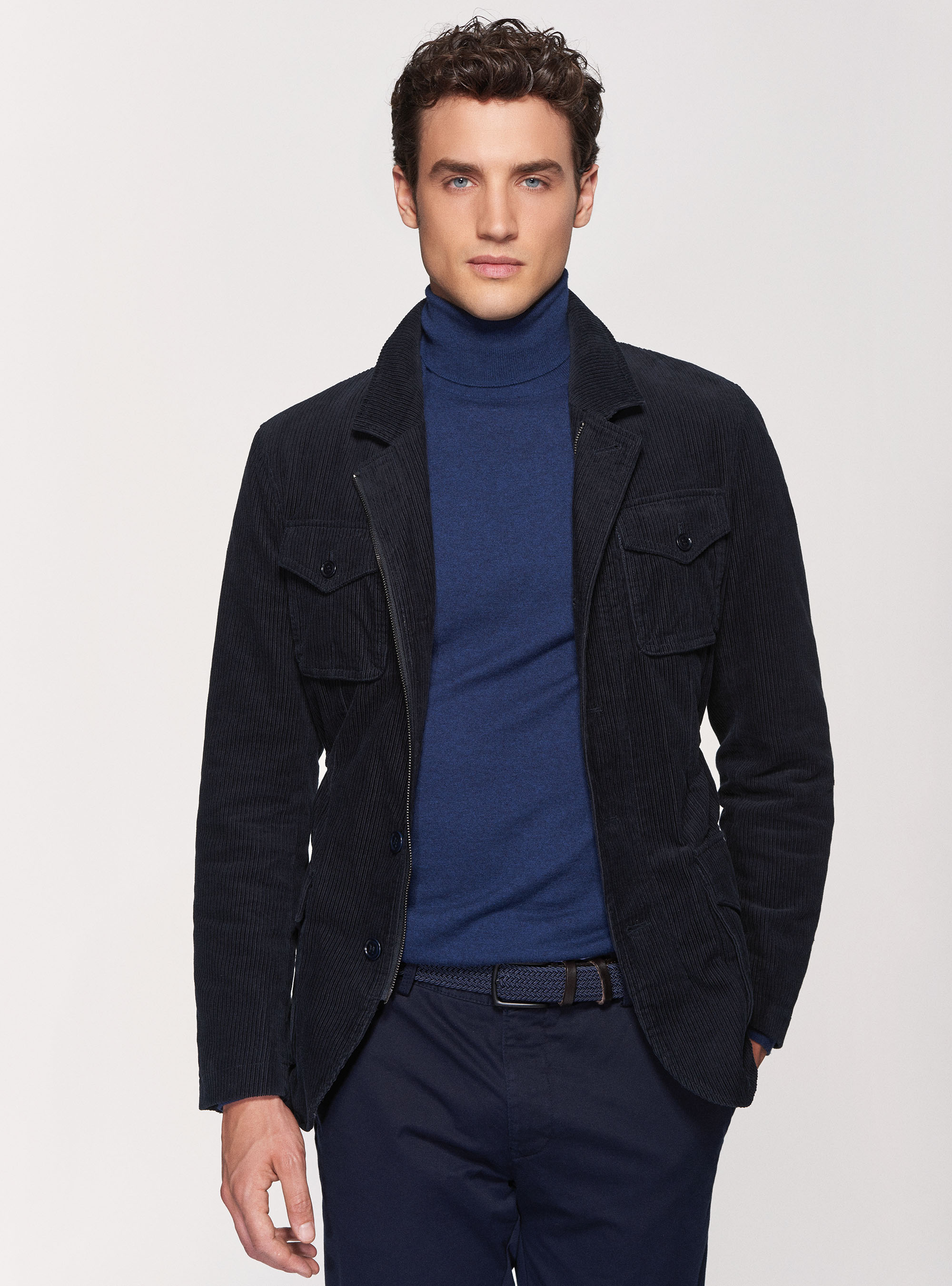 Gutteridge - Sahariana in velluto di cotone, Unisex, Blu Navy, Taglia: 52