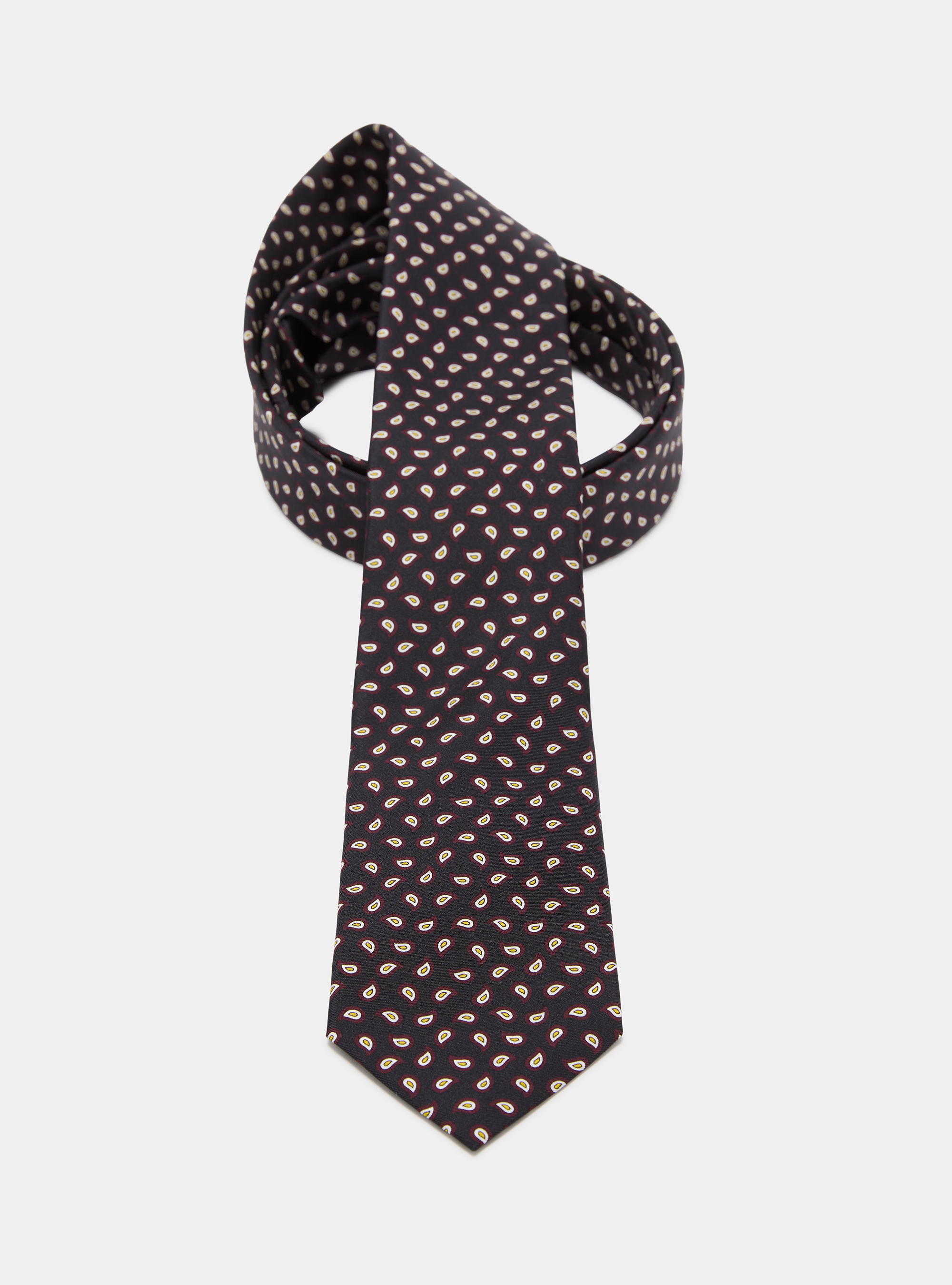 Paisley-patterned silk tie, NAVY BLUE