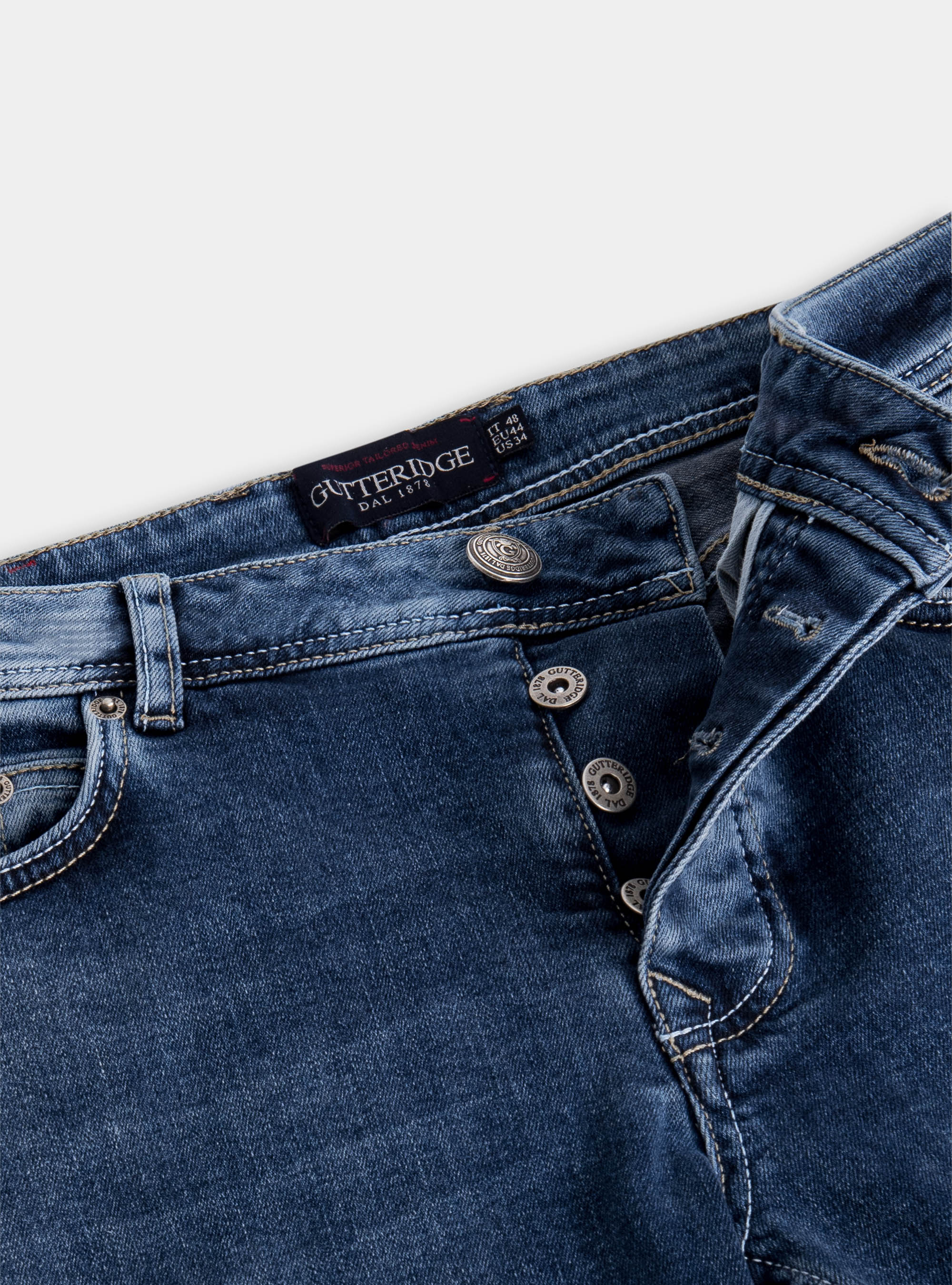 Jeans 5 tasche con rotture, BLU NAVY