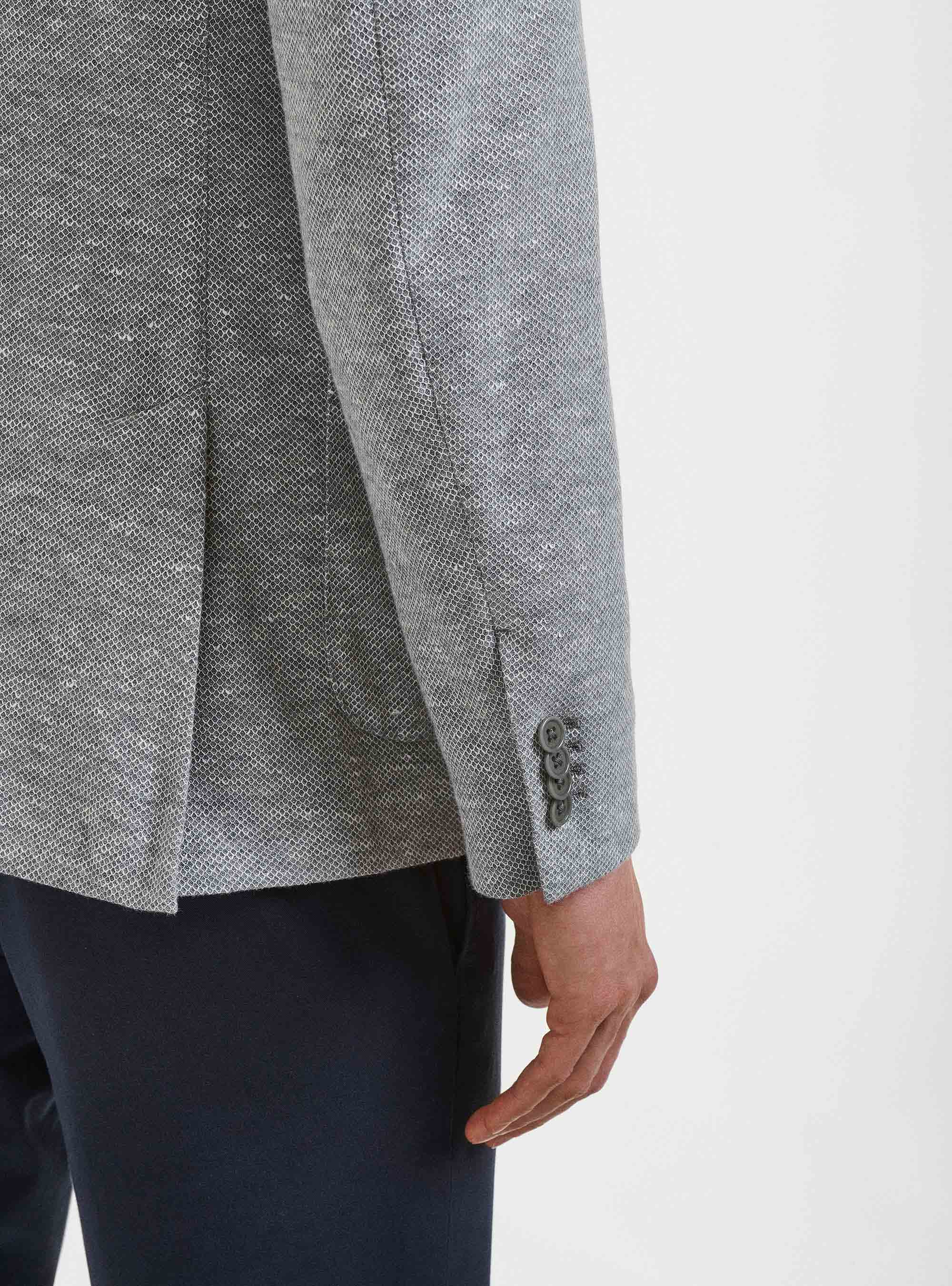 Wool and linen jersey blazer, LIGHT GREY MELANGE