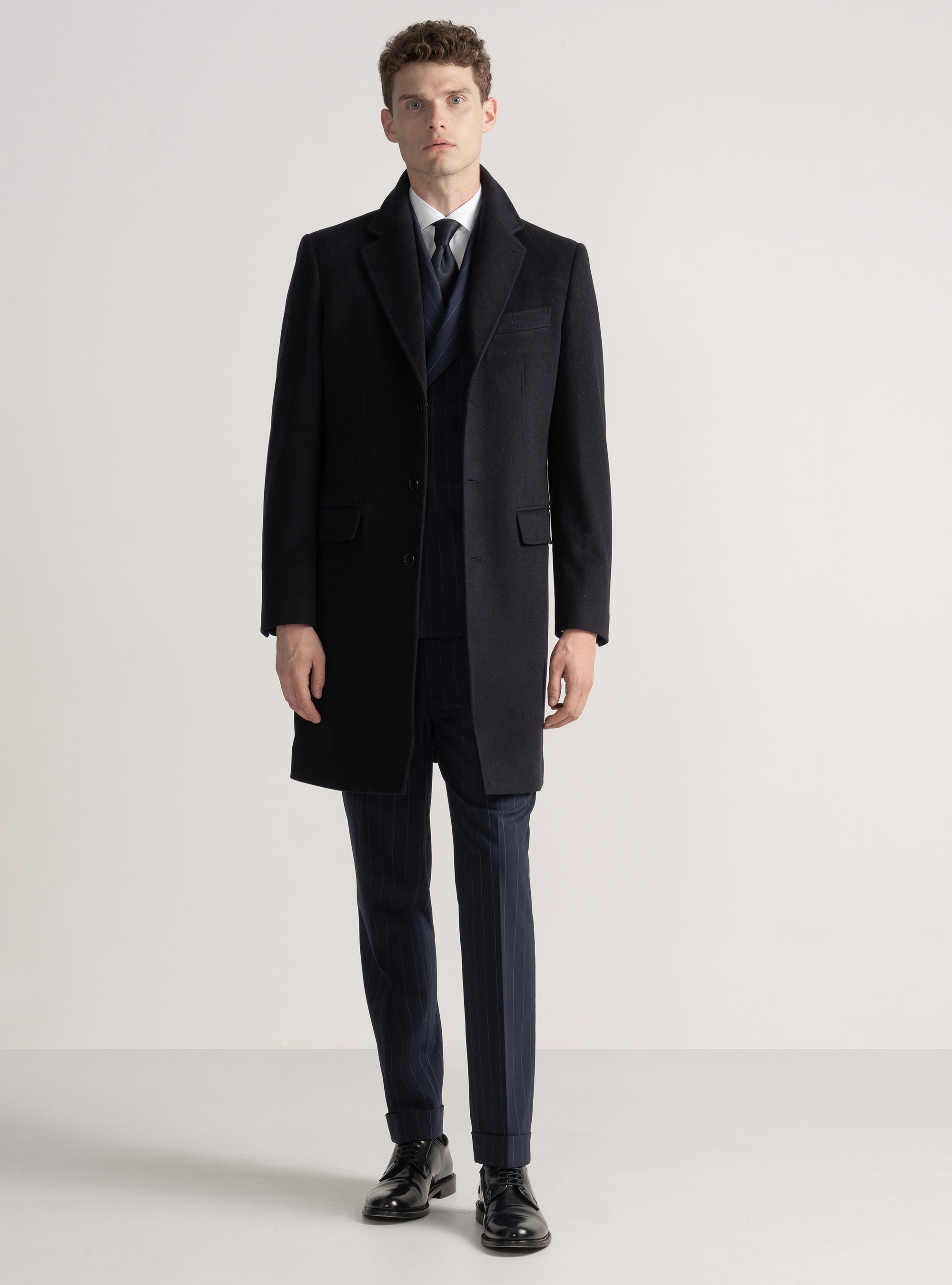 Cappotto in lana e cashmere, BLU NAVY